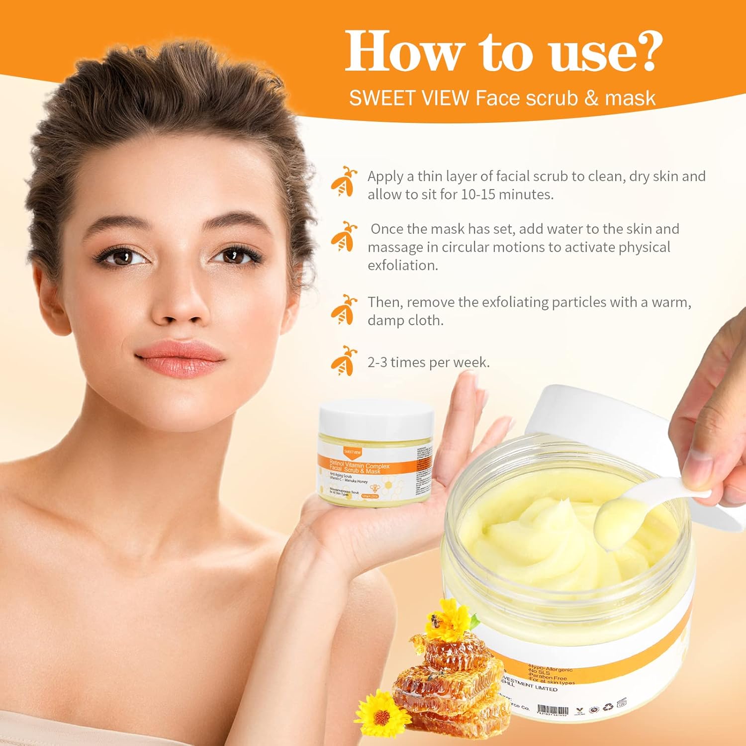 Retinol Microdermabrasion Face Scrub & Facial Exfoliator, with Manuka Honey Vitamin C & Niacinamide Face Mask - Gentle Exfoliator for Reduces Dry Skin, Acne, Blackheads, Pore Size, Wrinkles - 4.23Oz : Beauty & Personal Care