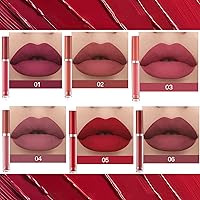 Vista 2 de Juego de maquillaje líquido de lápiz labial mate, 6 piezas de larga duración, antiadherentes, no se decolora, kit de brillo de labios de terciopelo