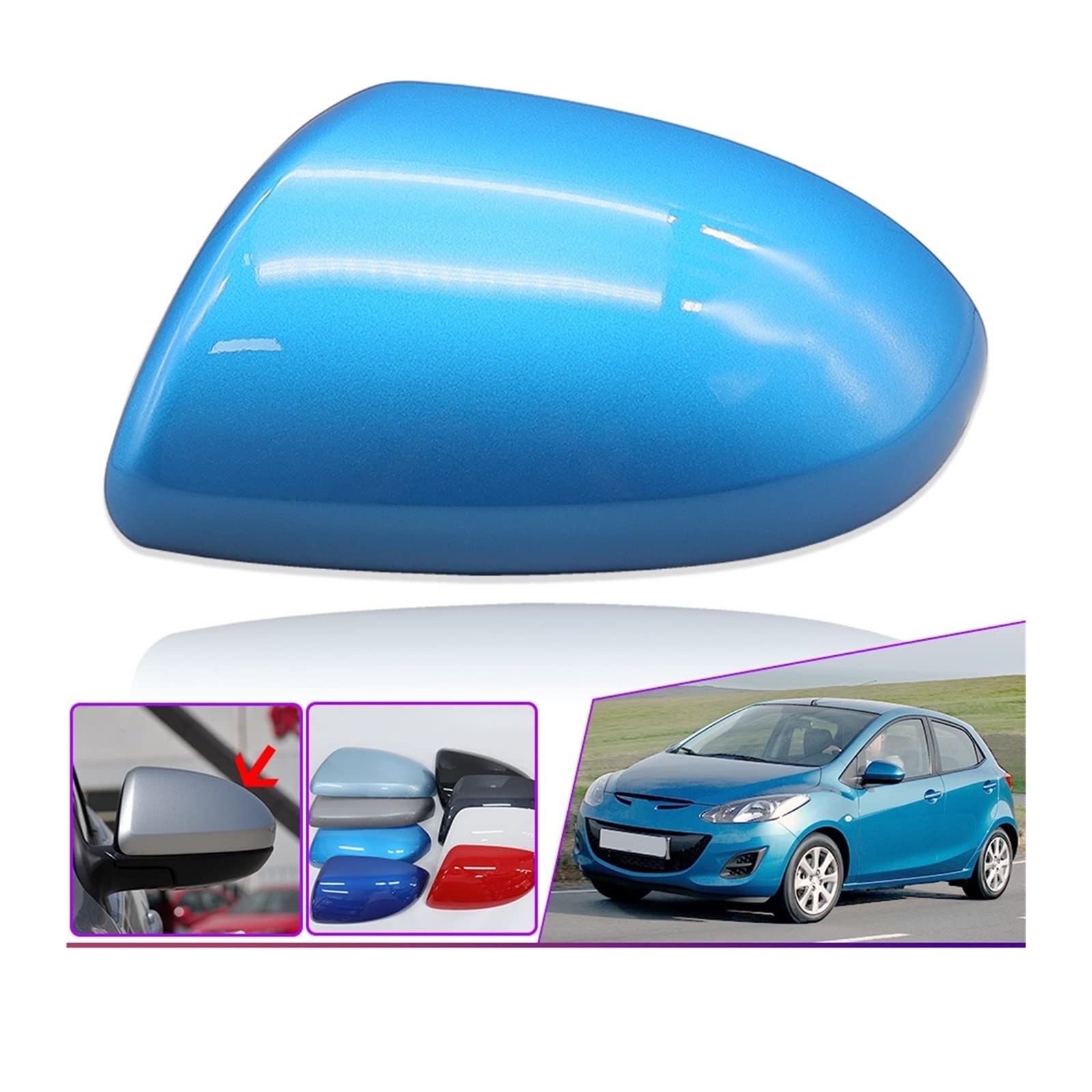 Calotte Specchietti Retrovisori Per Mazda 2 / Demio 2007-2014 – Coperture Laterali Anteriori Sinistra/Destra Dipinte, Facili Da Sostituire - 2