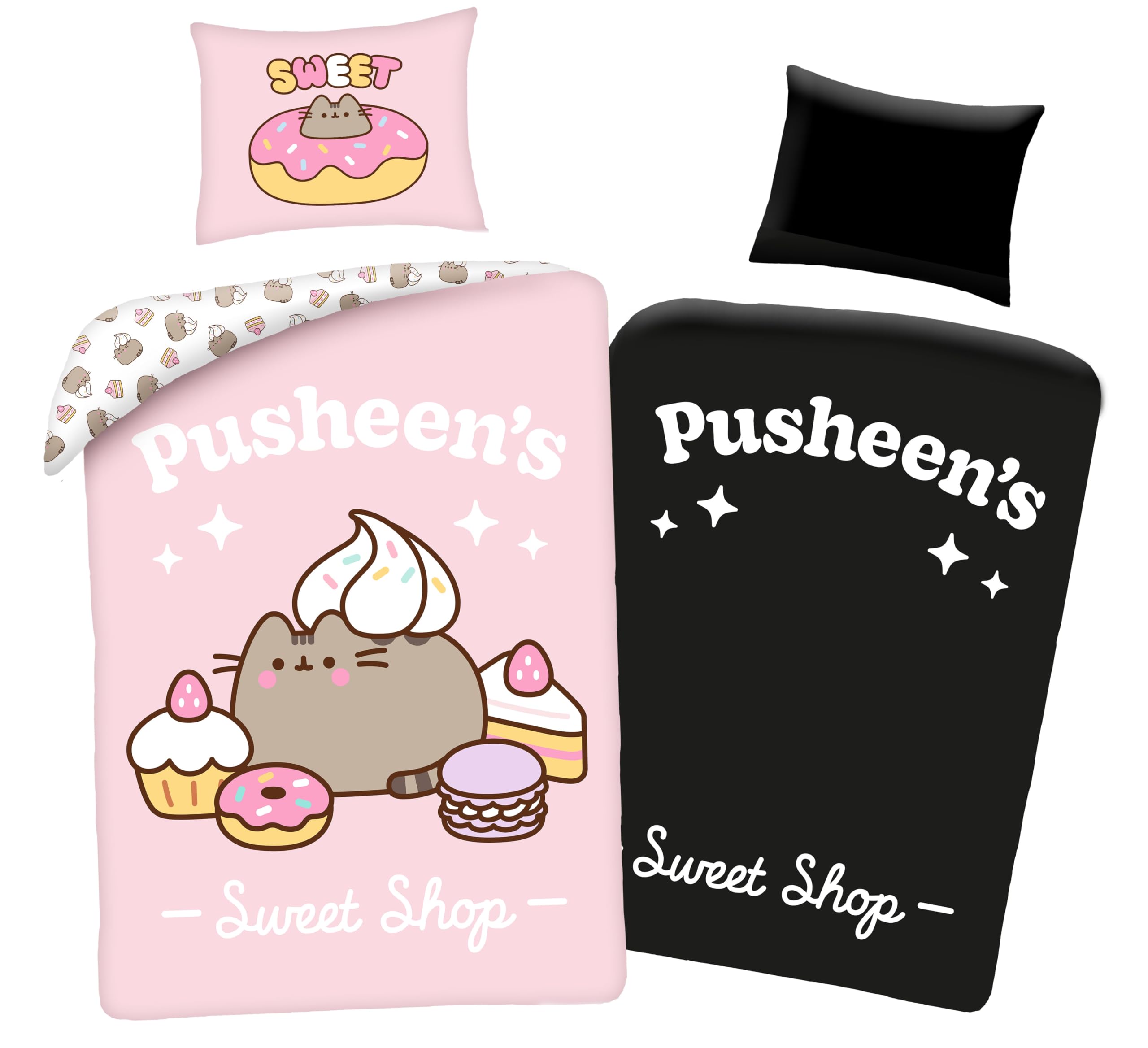 Pusheen Set Biancheria da Letto, Luminosa al Buio, 140x200cm, 100% Cotone