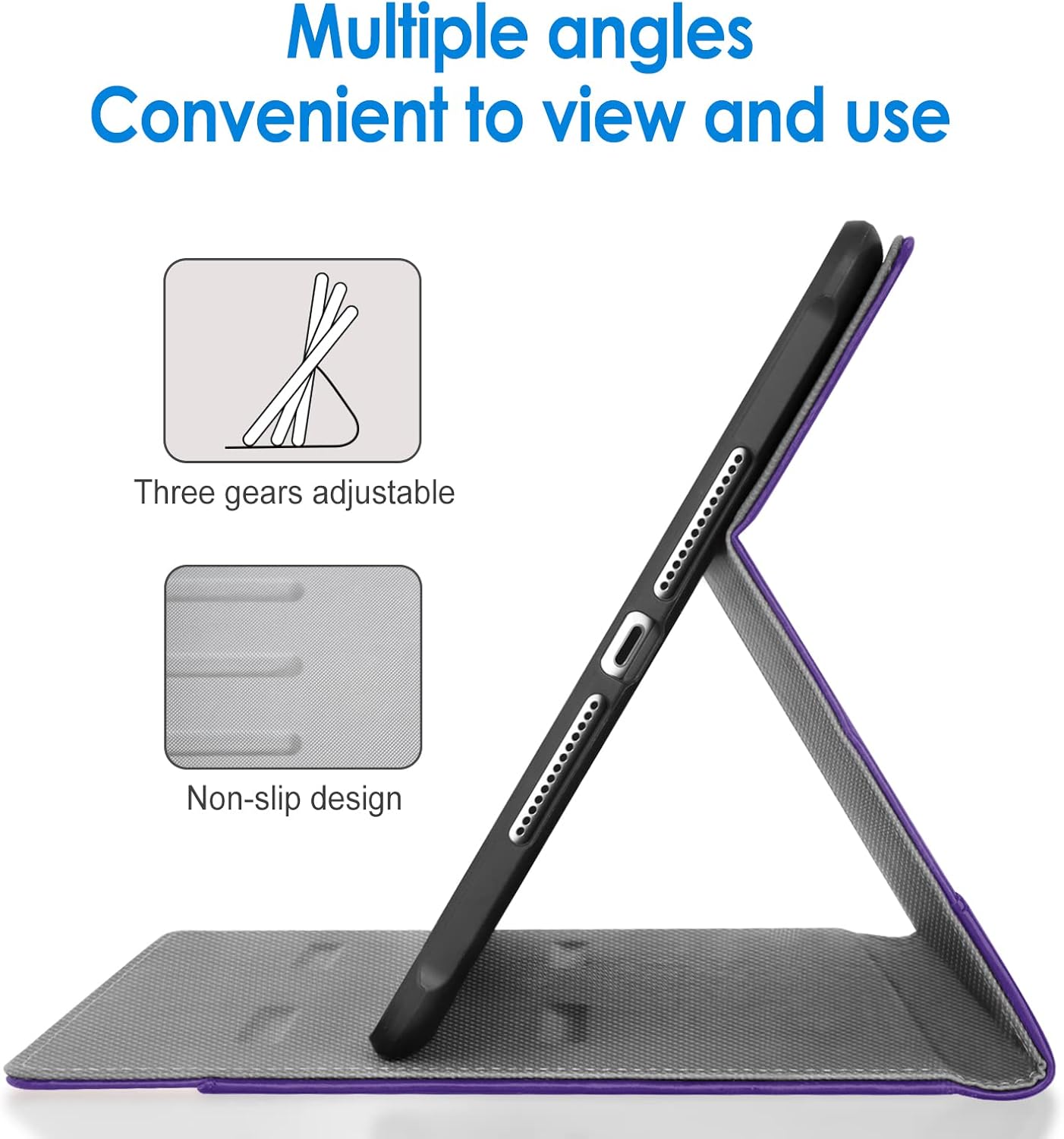 JETech Case for iPad 10.2-Inch, 9th/8th/7th Generation (2021/2020/2019) with Pencil Holder, Multi-Angle Stand Soft TPU Protective Cover Auto Wake/Sleep (Purple)