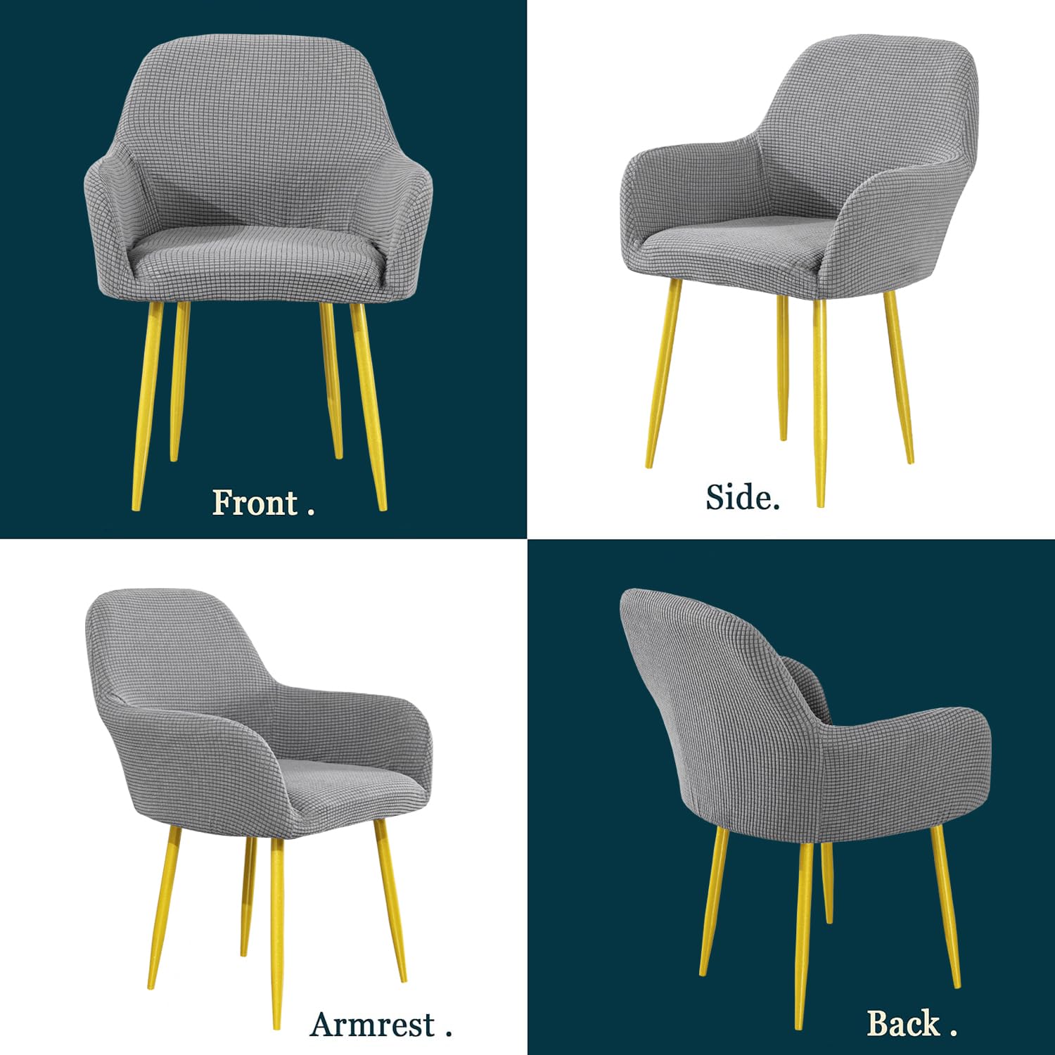 2 stuks stoelhoezen met gebogen vorm, set van 2, stretch, fluweel, universele stoelhoes met armleuningen, elastisch, afneembaar, wasbaar, stoelhoes met bloementextuur, voor eetkamerstoelen