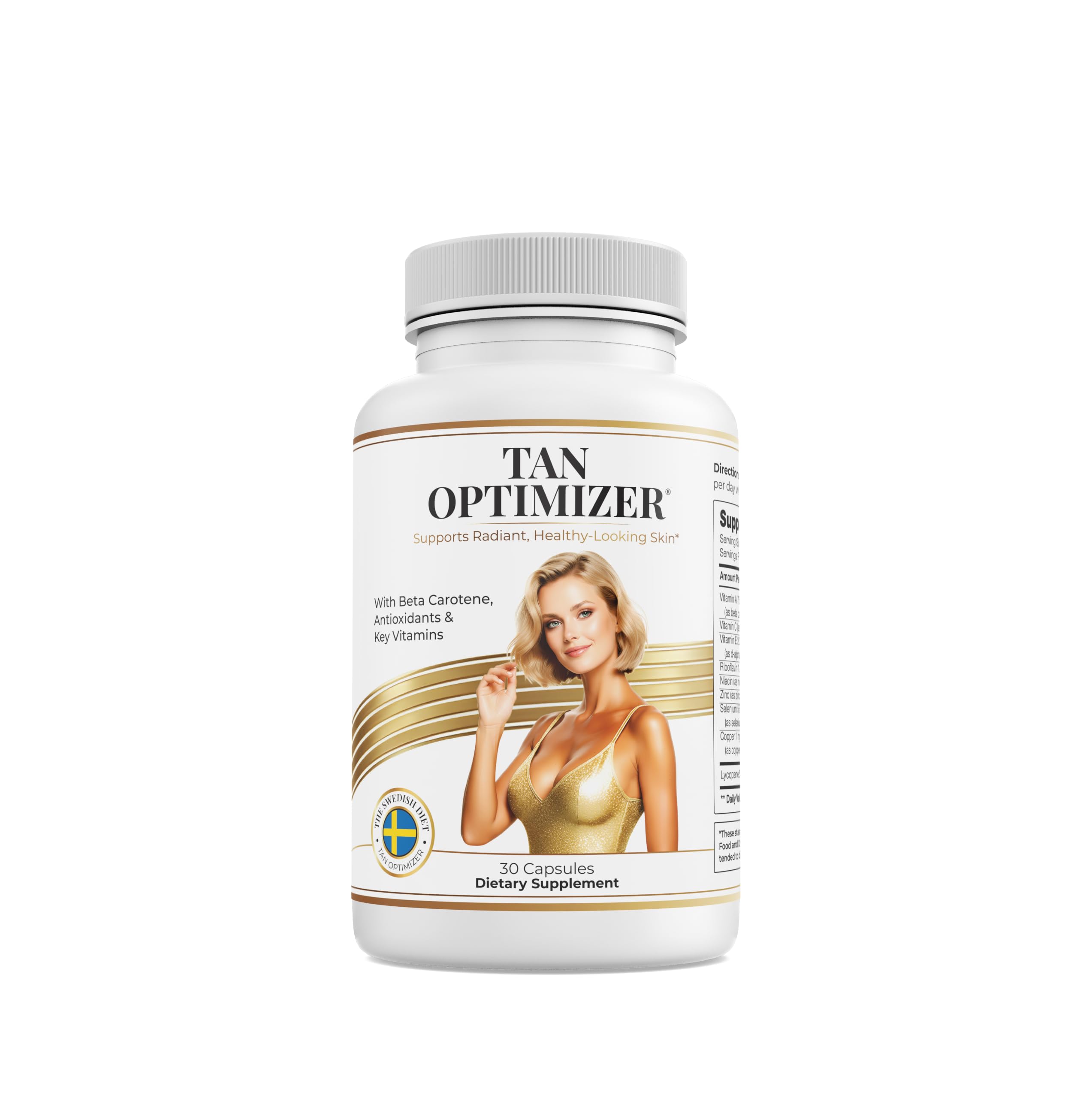 Tan Optimizer Tanning Pills – Beta Carotene & Antioxidant Skin Health Supplement with Lycopene for Radiant Skin – 30 Capsules