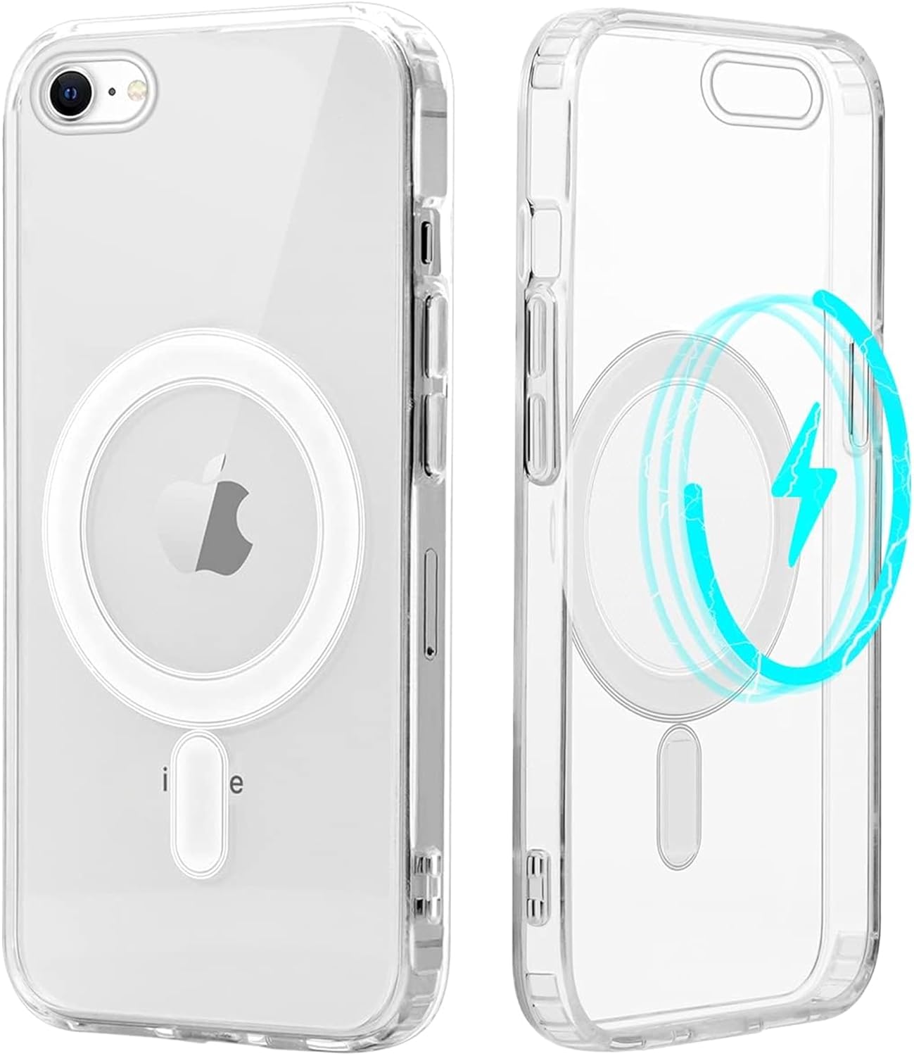 CaseLord Back Cover for iPhone SE (2020) | MagSafe Compatible | Shockproof Transparent Case | Slim & Protective Bumper Cover | Anti-Scratch, Wireless Charging Support (White Edges-23226)