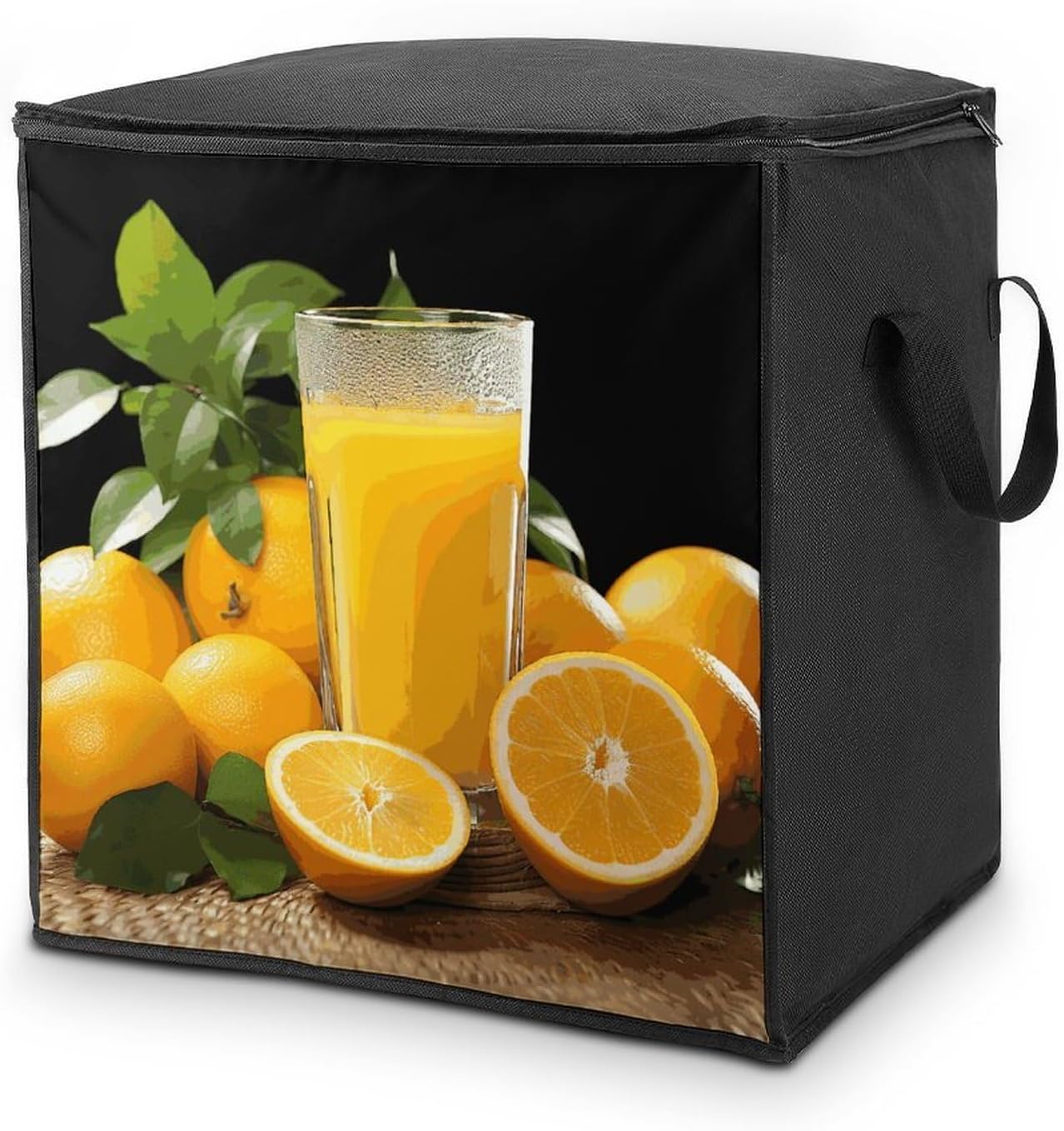 Oranges Orange Juice Storage Bags Moving Bags Storage Bins | Comforter Storage Bag Reinforced Handles & Zippers Foldable Closet Organizers and Storage for Blanket Pillow Clothes