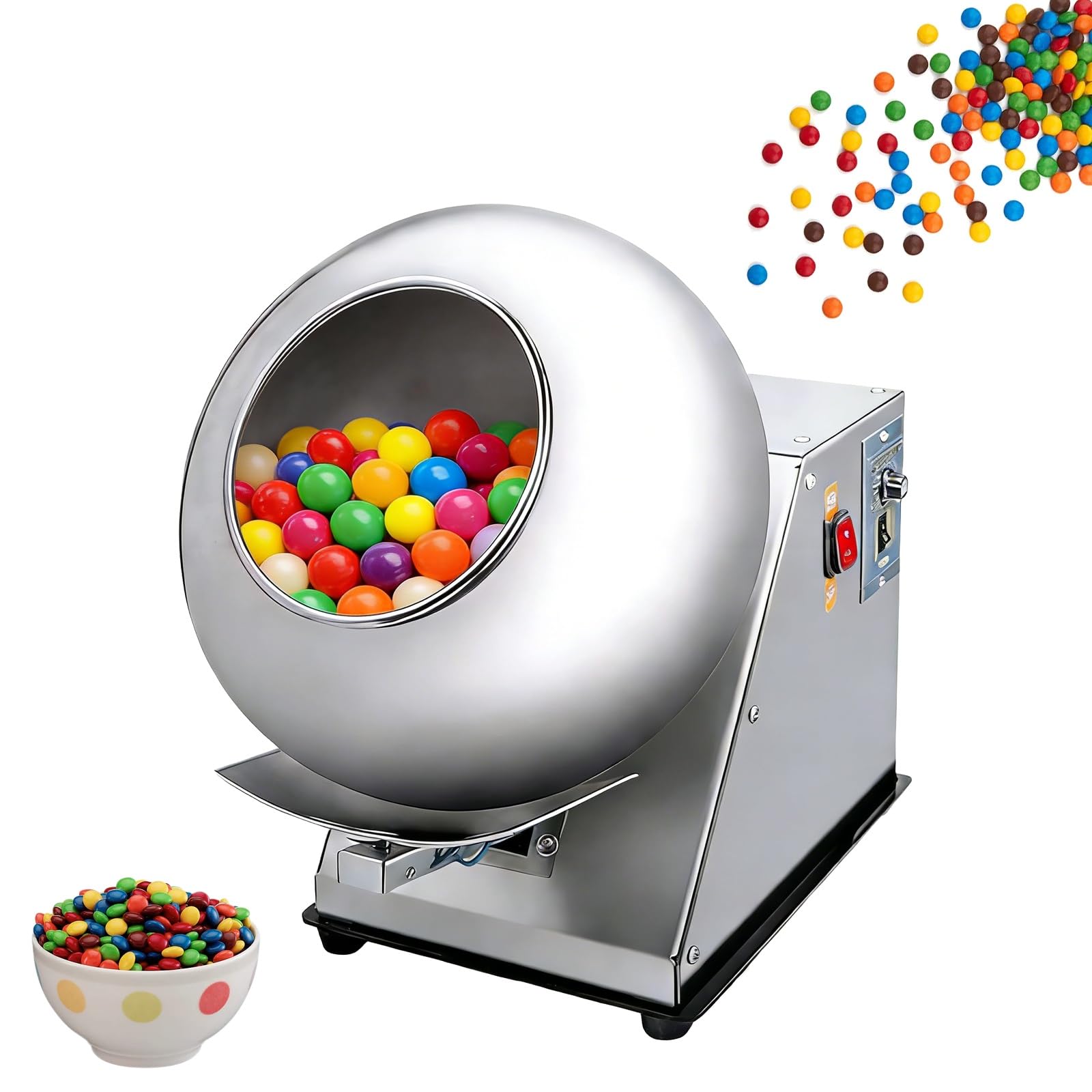 Automatyczna maszyna do powlekania cukrem, 3-6 kg/h, mała, komercyjna maszyna do polewania czekolady z bębnem o średnicy 300 mm, regulowana prędkość powlekania cukierków, równomierne suszenie