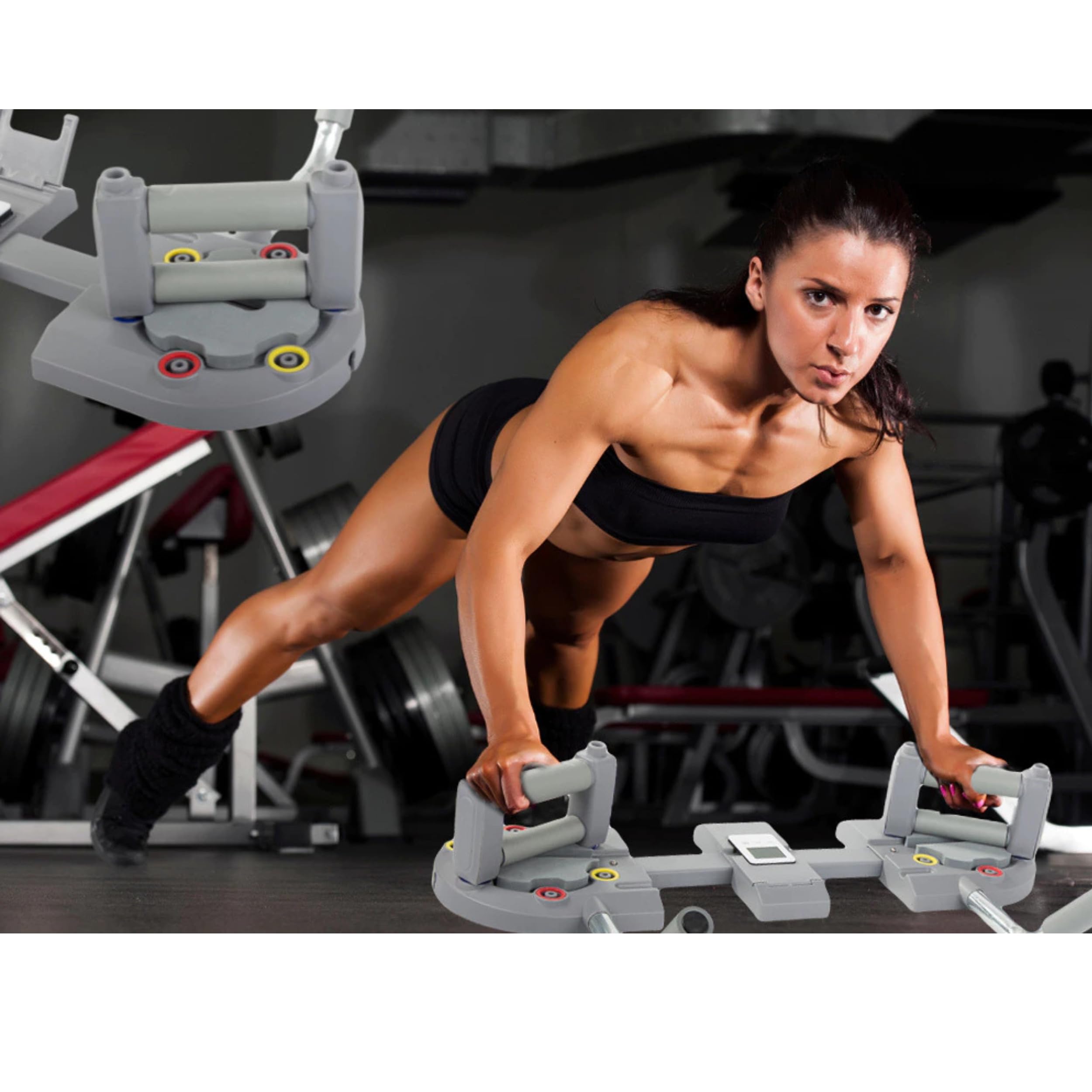 PARENCE.- Planche à Pompes Multifonction – Appareil de Musculation avec Poignées Réglables, Minuterie & Support Téléphone – Antidérapant – Entraînement Poitrine, Bras, Épaules, Triceps