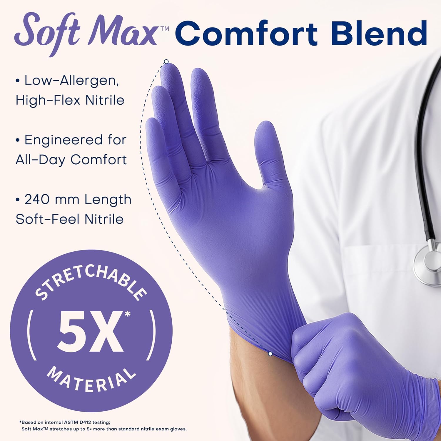 Medical Soft Max™ Nitrile Disposable Gloves, 200 Ct Latex-Free Powder-Free Chemo Rated Food Safe Cleaning Exam Glove - Image 3