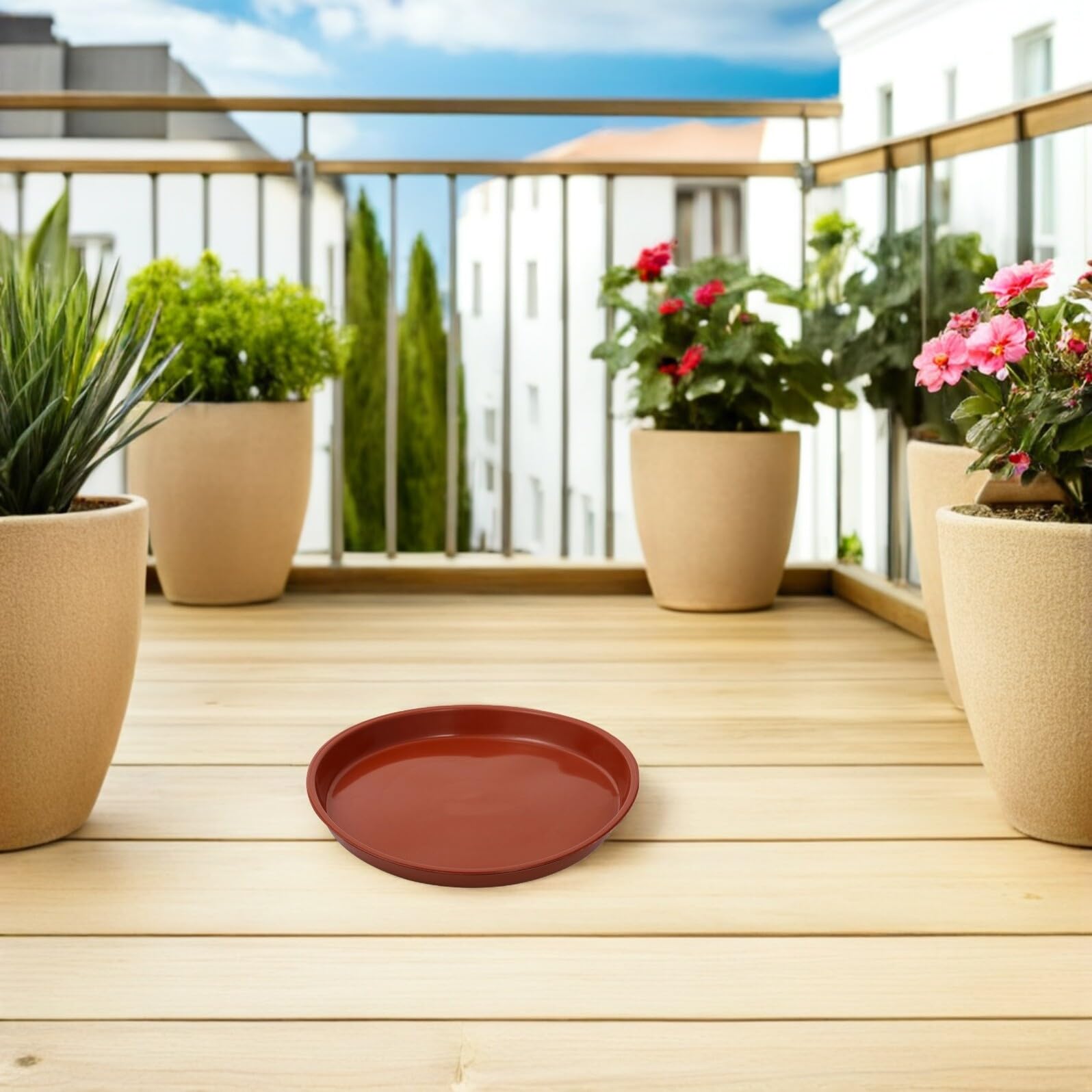jojofuny 25 Piezas Bandejas Redondas de Plástico para Plantas Platillos para Macetas con Drenaje Reutilizables Bandeja para Jardín Interior y Exterior Base Resistente para Suculentas y