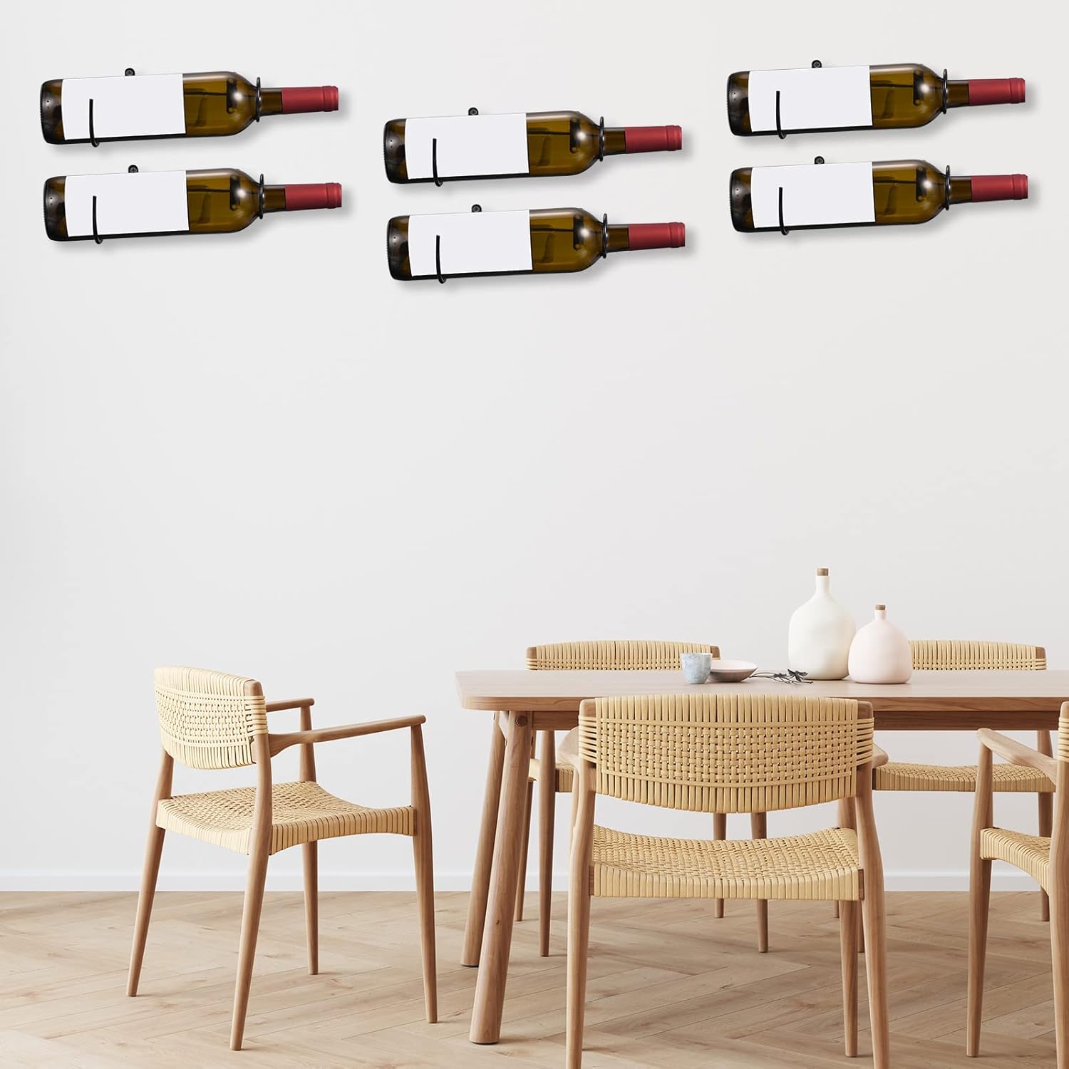 uxcell Spiral Wine Wall Holder 12 Pcs, Metal Wine Bottle Display Holder, Wine Bottles Display Wall Storage Shelf -for Home Kitchen Bar Wall Decor Black Right