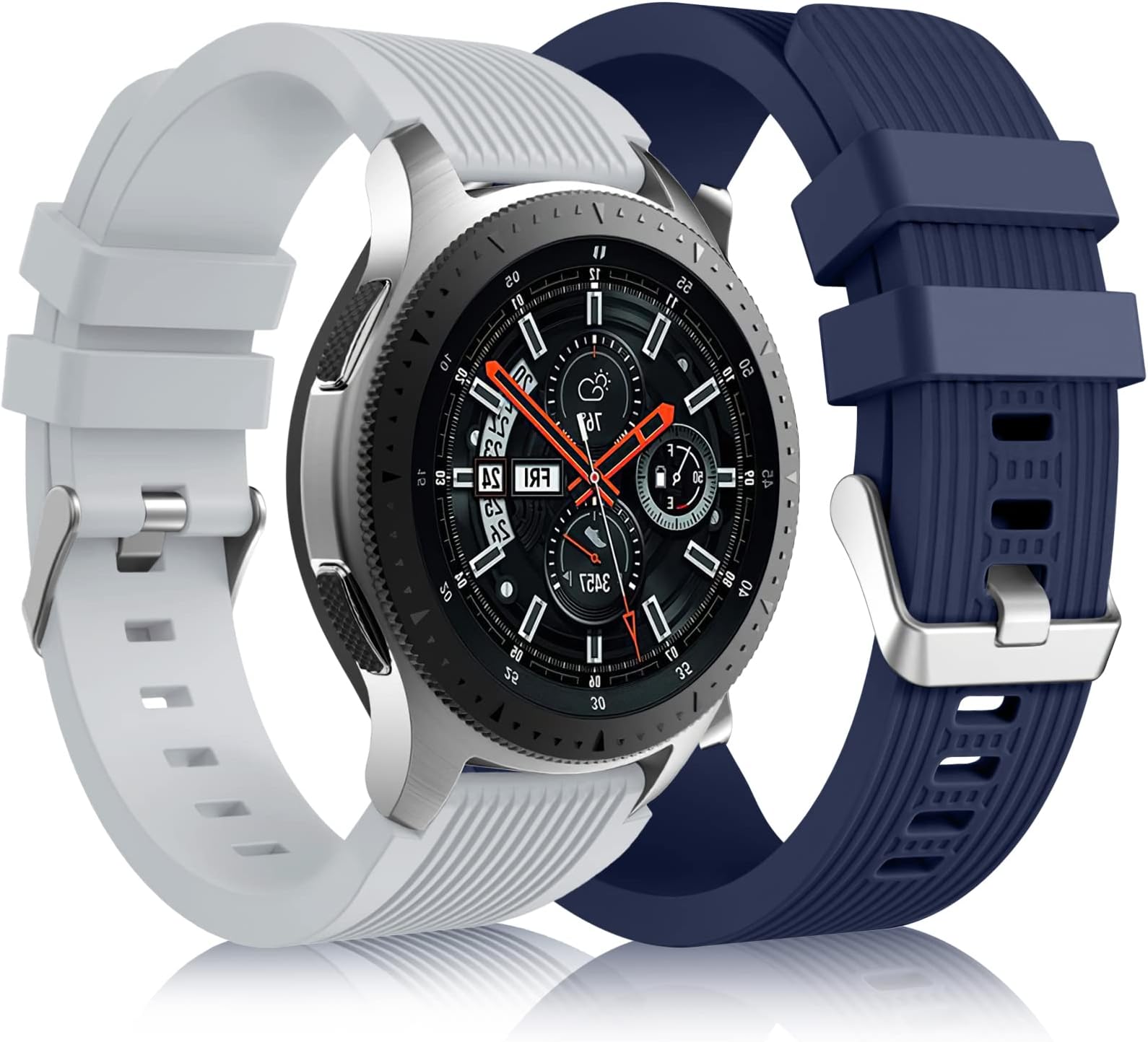 Lerobo [2 Pack Band Compatible with Samsung Galaxy Watch 3 Band 45mm/Galaxy Watch 46mm Bands/Gear S3 Frontier,22mm Smart Watch Band Silicone Sport Straps for Women Men NavyBlue Gray