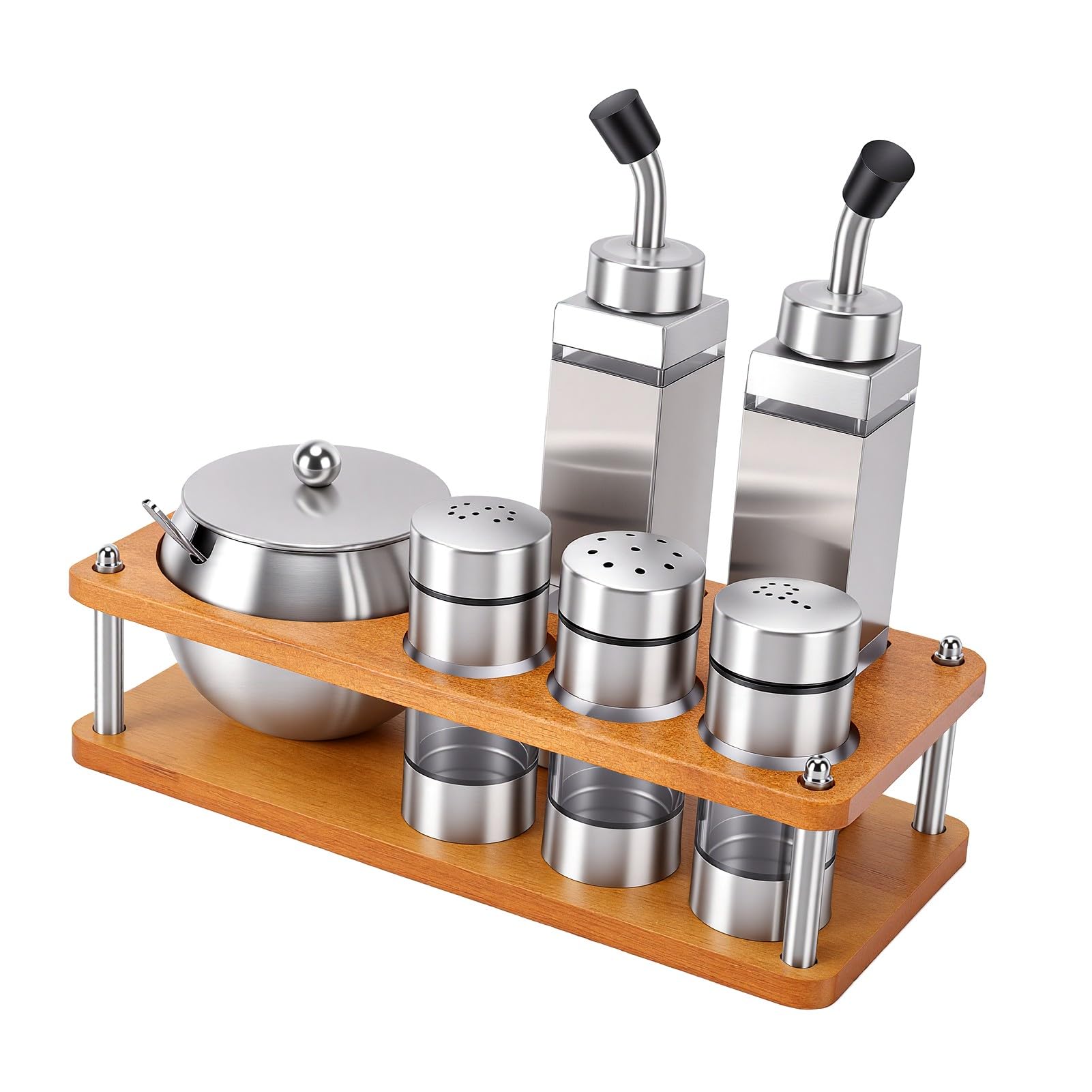 Karlak Set di Barattoli per Condimenti in Acciaio Inossidabile, Dispenser per Condimenti Dal Design Elegante, Contenitori Alimenti da 6 Pezzi