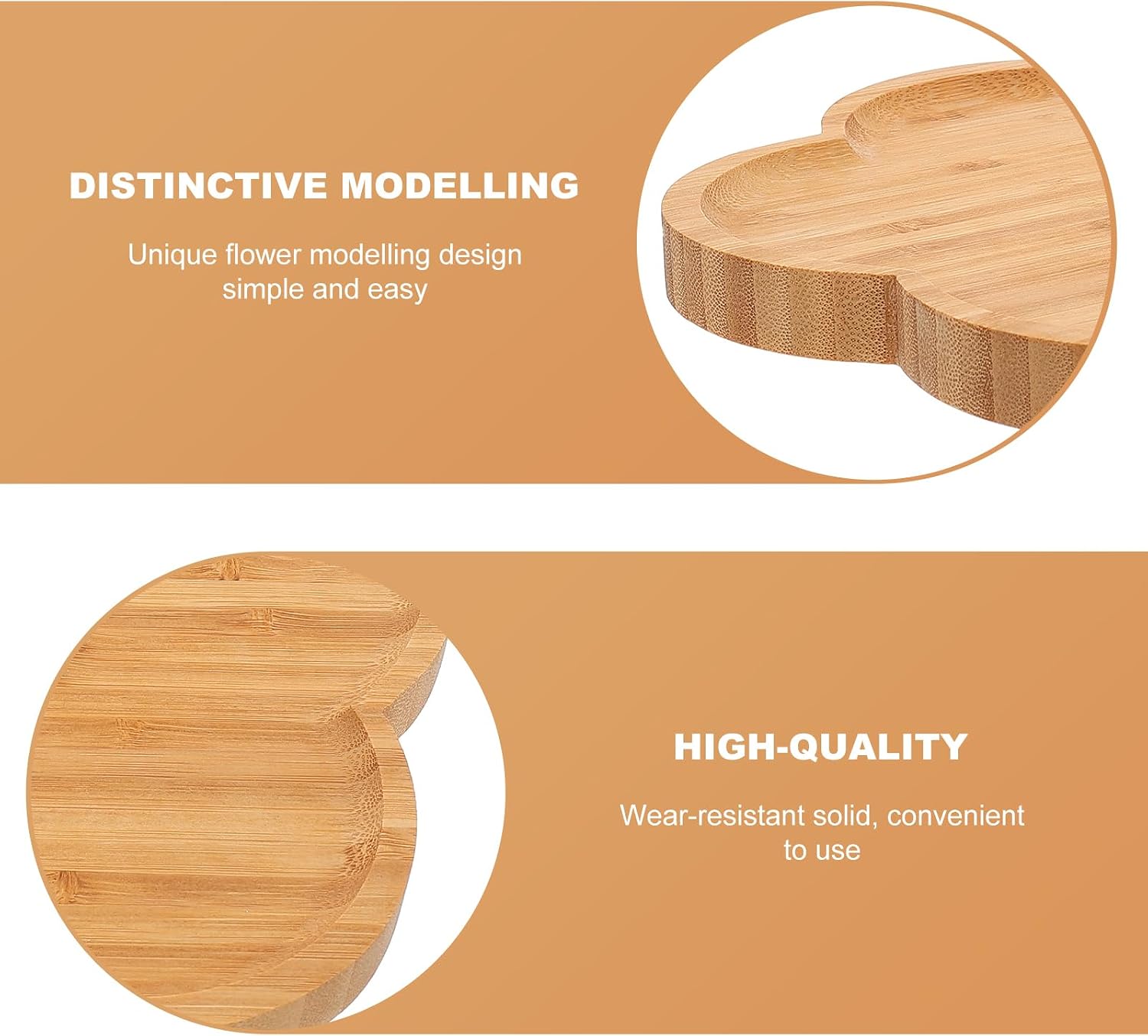 Hemoton Shaped Wood Serving Tray 9.8 Inch Square Breakfast Tray Wooden Dessert Plate for Appetizers Charcuterie and Home Dining