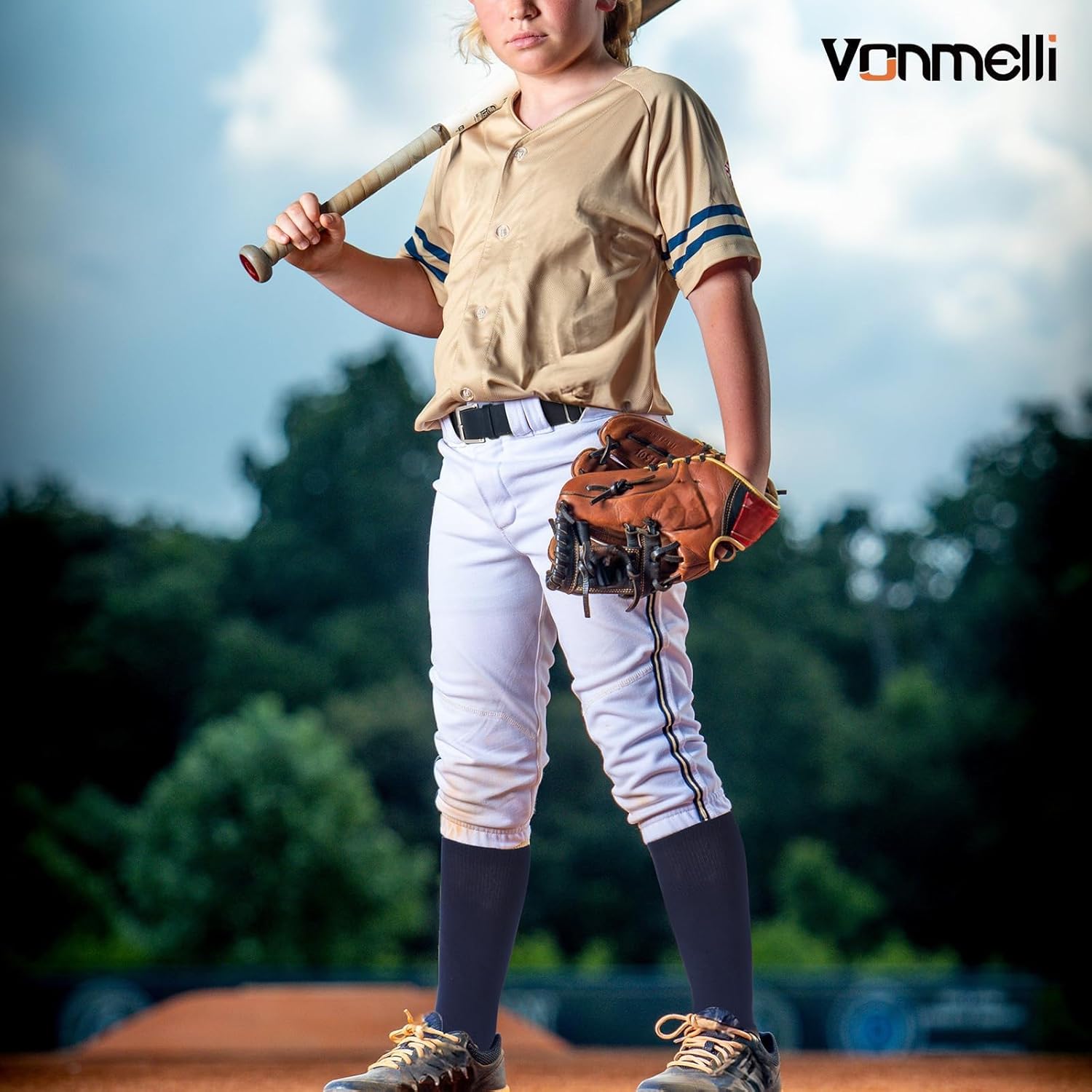 VONMELLI Youth Baseball Belt and Socks Combo, Elastic Softball Belts and Socks for Boys and Adult (2 Pairs of Socks & 1 Belt) - Image 3