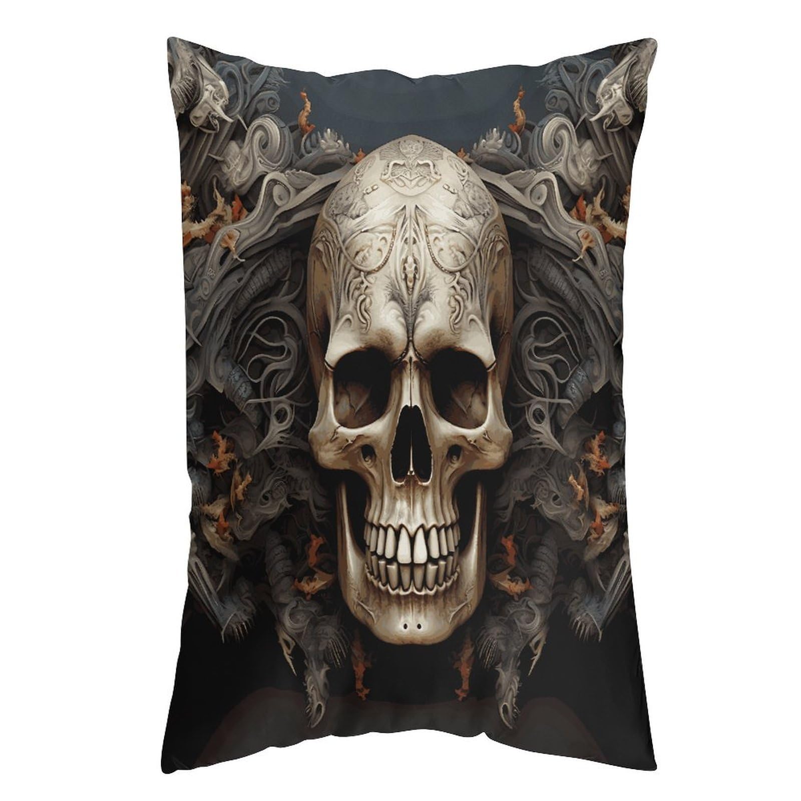 LDGSUPH Skulls Pillow Cases Soft Pillowcase with Invisible Zipper Wrinkle Resistant Pillow Covers Breathable Removable Pillow Protector for Bed Sofa Car 16 "x24