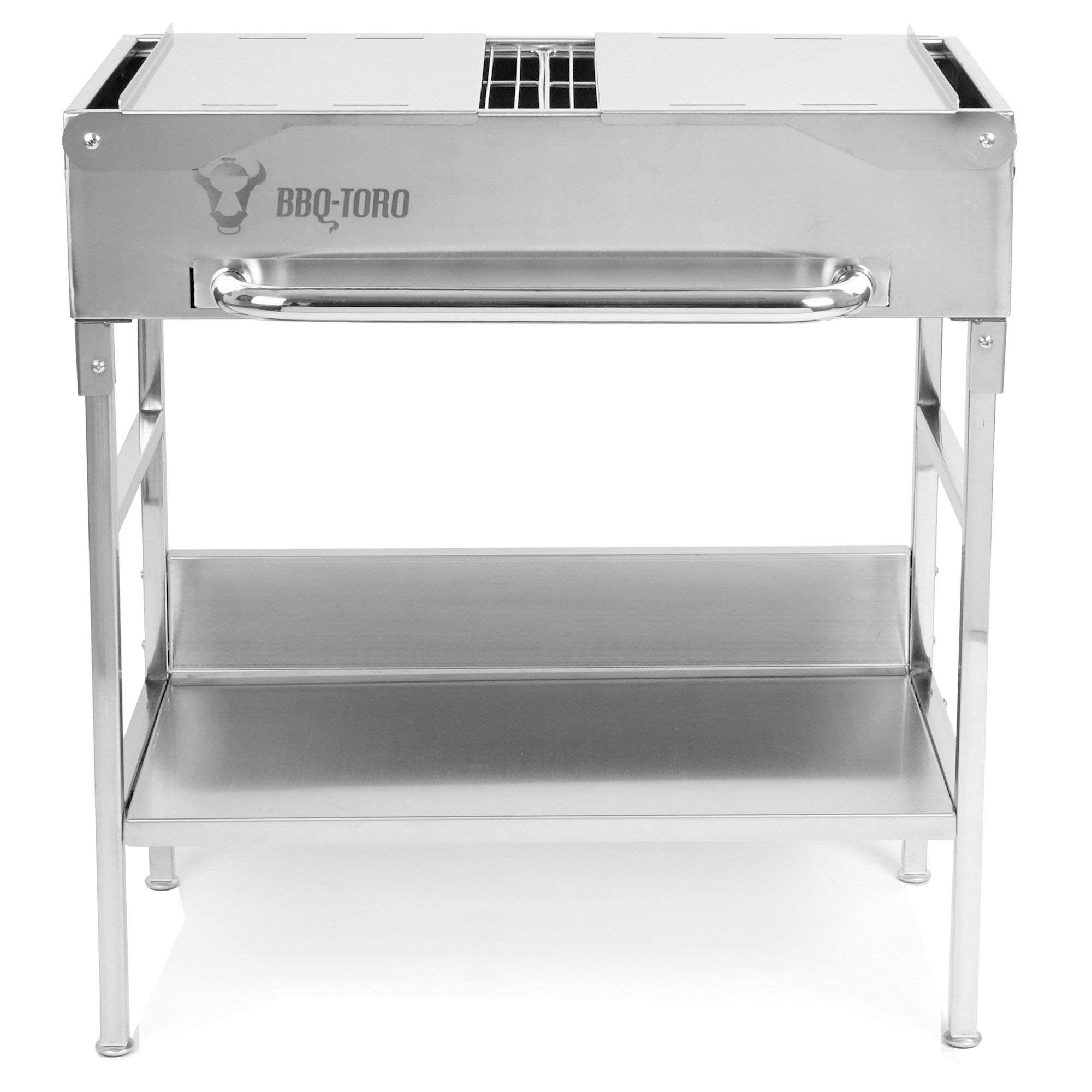 BBQ-Toro Grilltisch mit elektrischem Spiessdreher und Grillrost | Edelstahl Grill mit Drehspiess Aufsatz 9 Spießen Grillrost und Motor | mit Netzstecker und USB | Mangal Schaschlik | Grillspieß