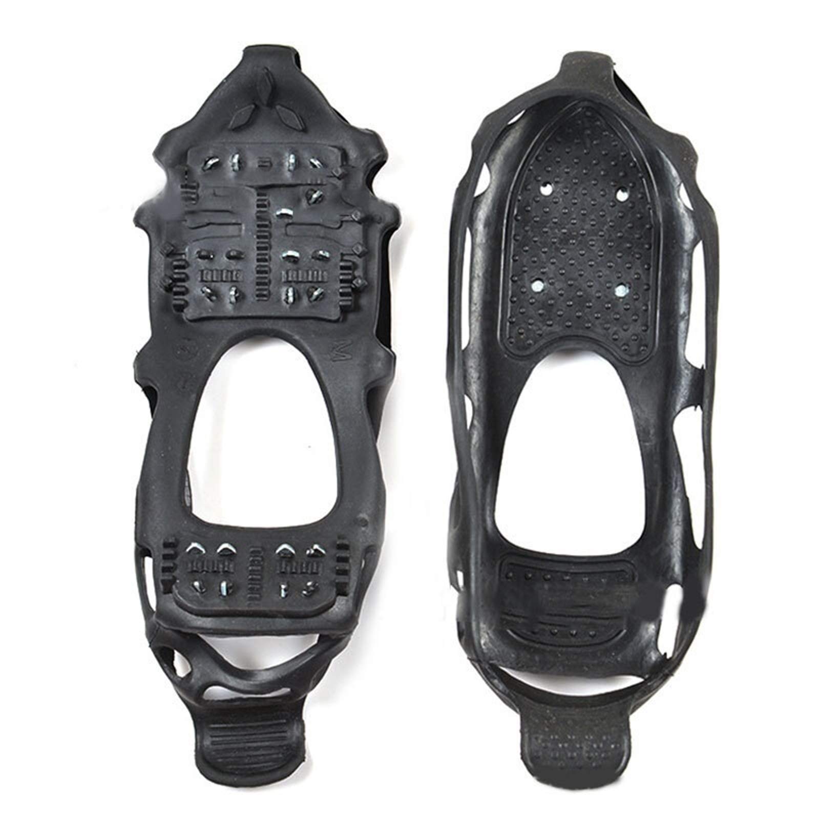 Schuhspikes 24 Bolzen Anti-Skid Schuhspikes Unisex Winter Klettern Anti-Rutscheiße Eisgreifer Spike Schnee und Eiskrämpfe S/M/L/XL Größen (Shoe Size : Black XL)