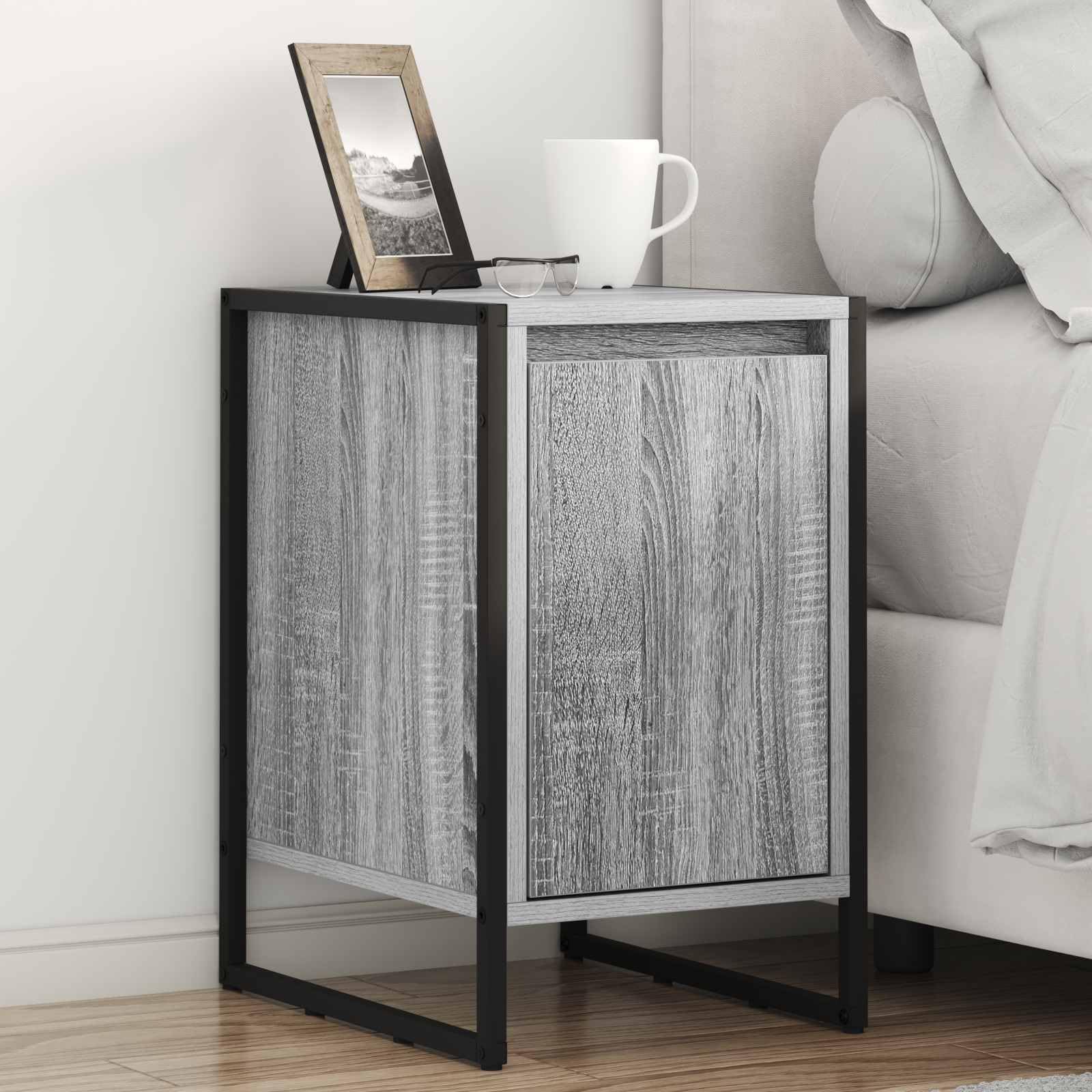 Table de chevet gris Sonoma meuble appoint bois d'ingénierie 50 cm de hauteur pour rangement