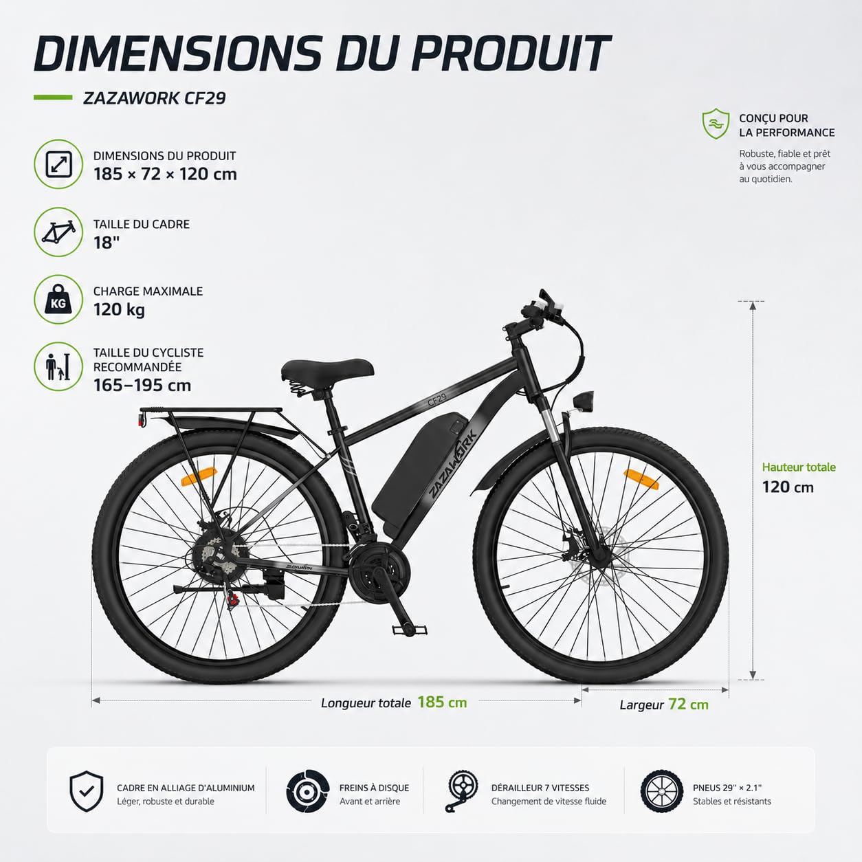 TIGUOWISH C29pro Vélo Électrique Adulte,Batterie Amovible 48V15/18.6Ah,Moteur Tout-Terrain,VTT 21 Vitesses,Frein à Disque hydraulique,Écran LCD Intelligent