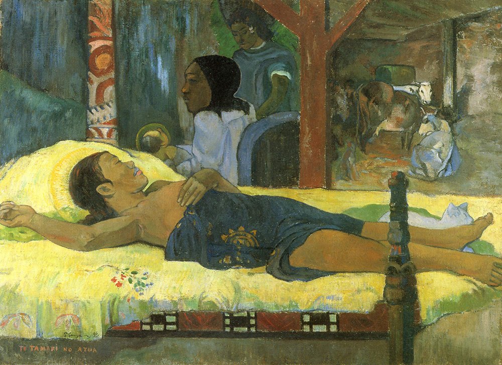 Cuadro Paul Gauguin 'On a Bed' pequeño con acabado mate y marco marrón