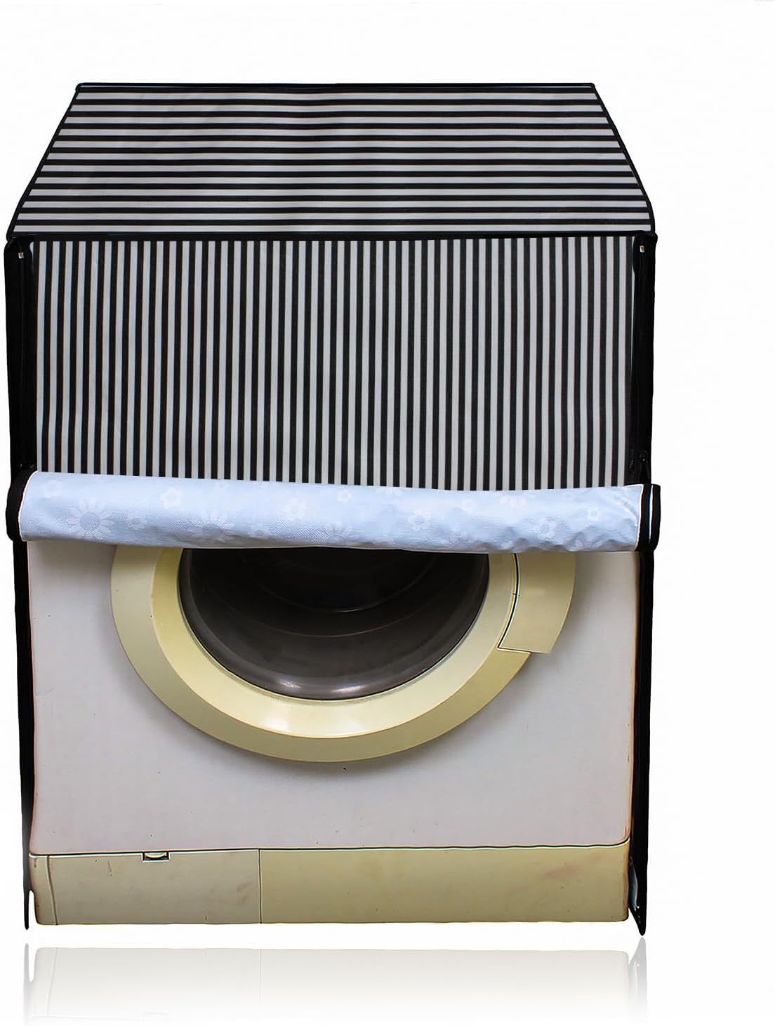 Star Weaves Waterproof Front Load Washing Machine Cover Suitable for Bosch 7.5 kg, 8 kg, 9 kg & 10 Kg (Black & White Linner)
