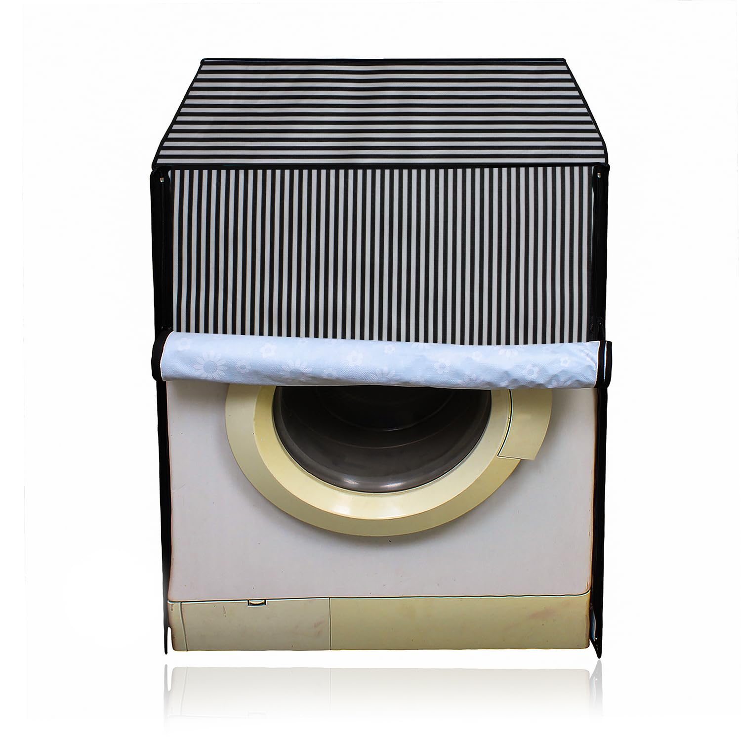 Star Weaves Waterproof Front Load Washing Machine Cover Suitable for Bosch 7.5 kg, 8 kg, 9 kg & 10 Kg (Black & White Linner)