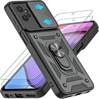for Moto G Power 5G 2023 Case with Slide Camera Cover and 2pcs HD Screen Protector, 360 Rotation Ring Kickstand [Military Grade] Case for Motorola Moto G Power 5G 2023 Green