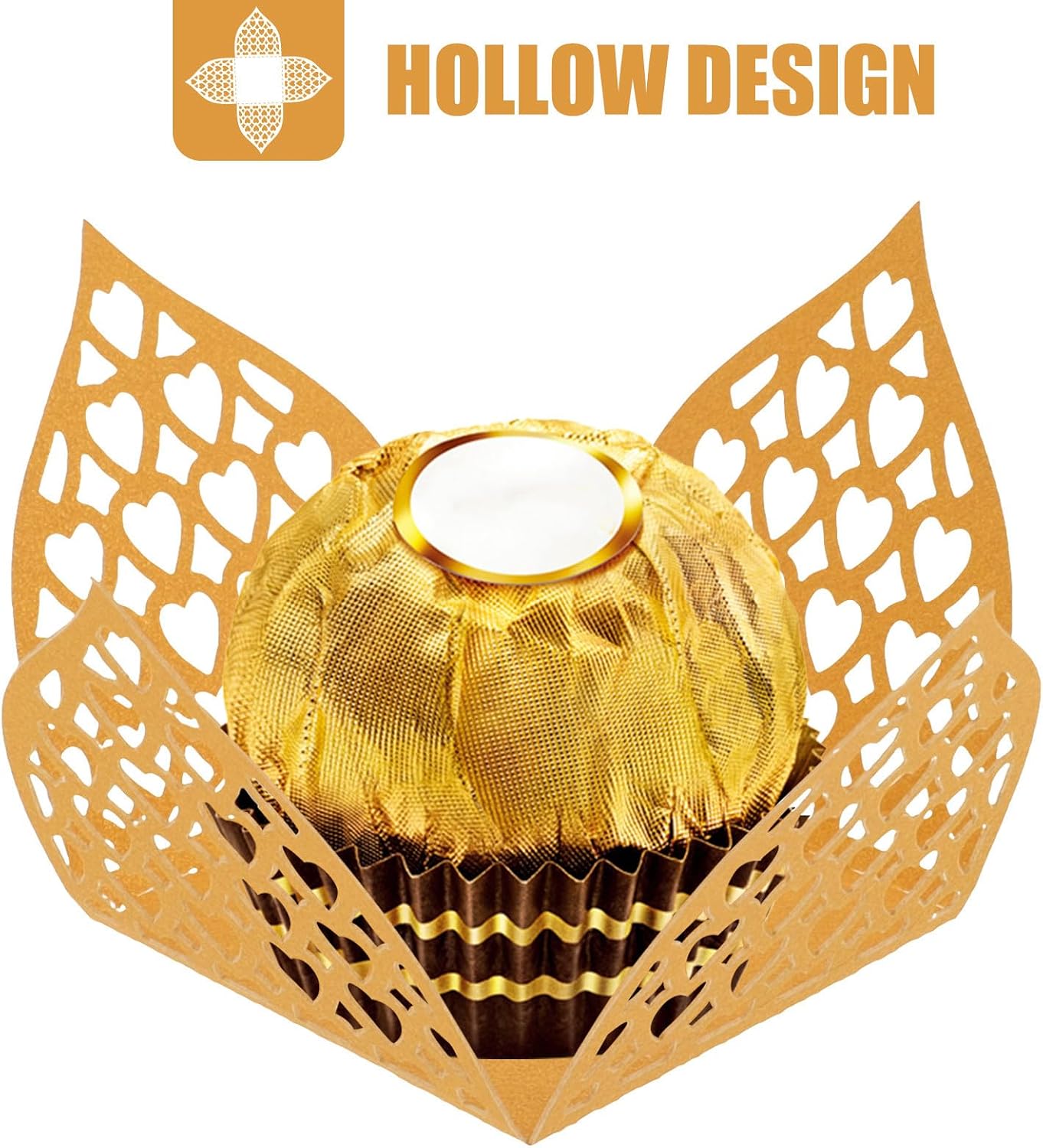 Paper Truffle Cups 50pcs Golden Candy Container for Xmas Halloween image 3