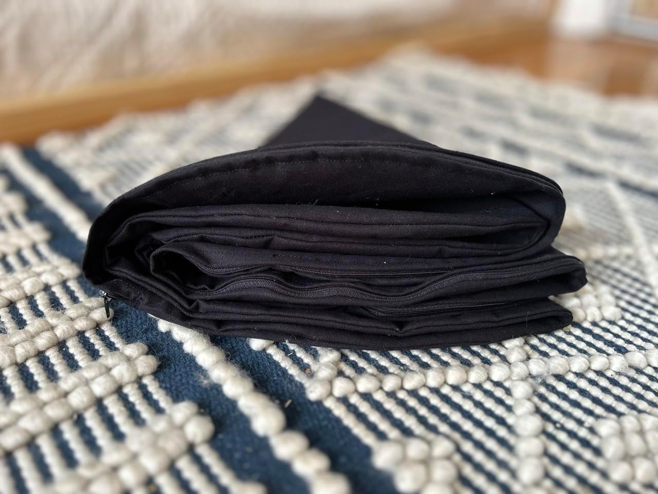 Natural 100% Cotton Canvas Round Dog Bed Cover Eco Friendly Durable Pet Bedding Dog Cushion Covers with Zippers Machine Washable Covers (Black, X Large 42 Inches)