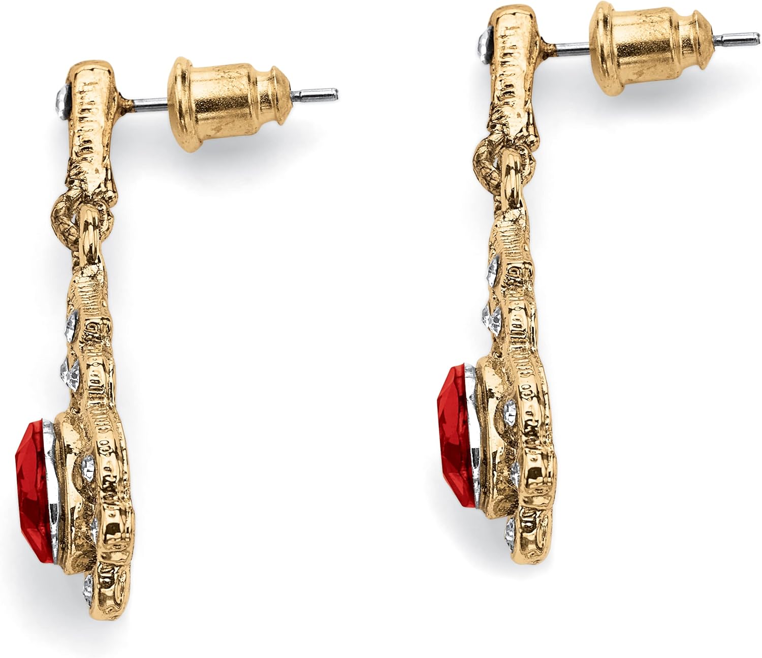 PalmBeach Goldtone Oval Cut Simulated Birthstone Drop Earrings Month 1