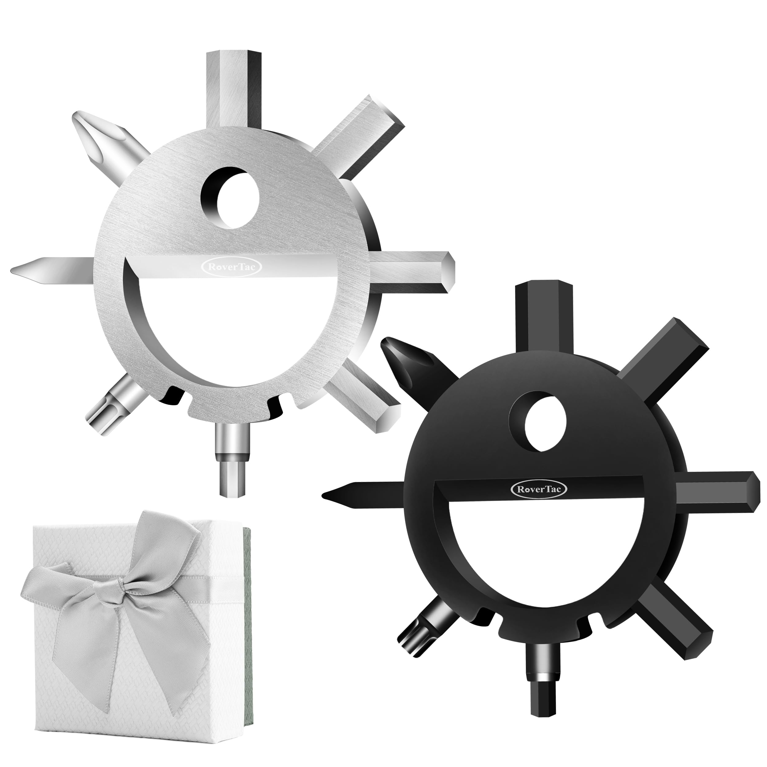 RoverTacSnowflake Multitool 2-Pack Christmas Gifts for Men Dad Husband Christmas Stocking Stuffers for Men 10-in-1 Multi Tool Screwdrivers Allen Wrenches Bottle Opener Bicycle Multitool-Mens Gifts