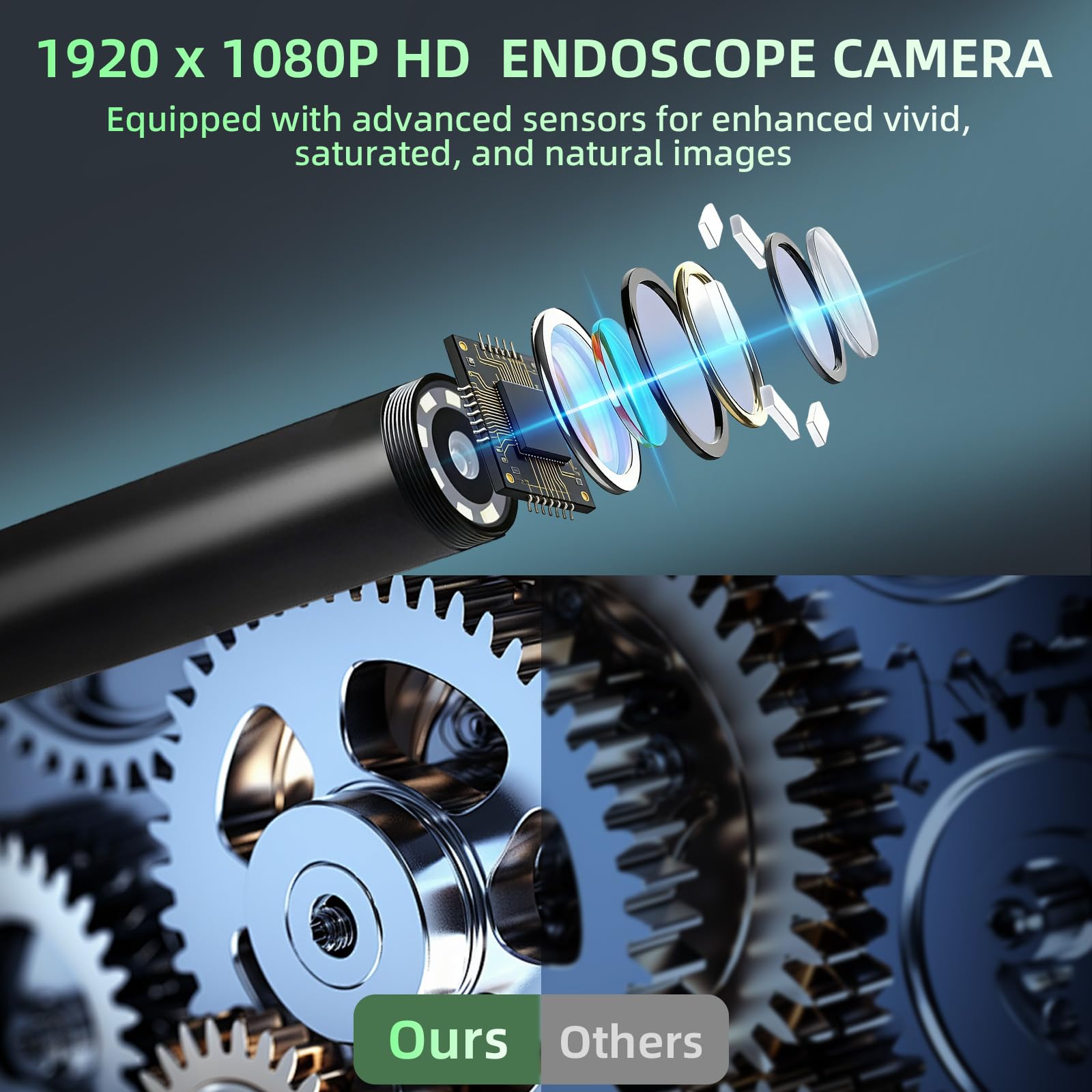Endoscopique Caméra d'inspection, Caméra Endoscopique avec Prises de Vue Photo et vidéo, Écran IPS 4,3", Câble Semi-Rigide 5m, Zoom 4X, Caméra Serpent 1080P pour Inspection Automobile, Plomberie - 4