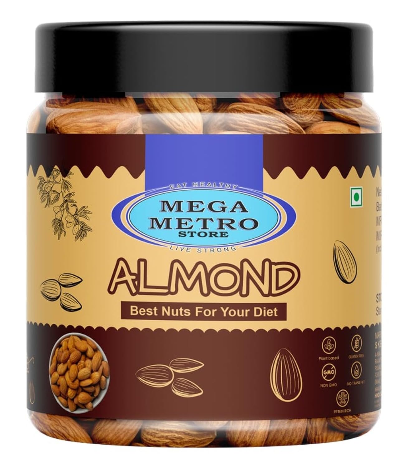 MEGA METRO STORE California Almonds Non-Pareil (NP) 900 gm of Glute Free Real Nuts, High Fiber, Immunity Boost Premium Badam Dry Fruits (B0CRVPNRX5) Amazon Price History, Amazon Price Tracker