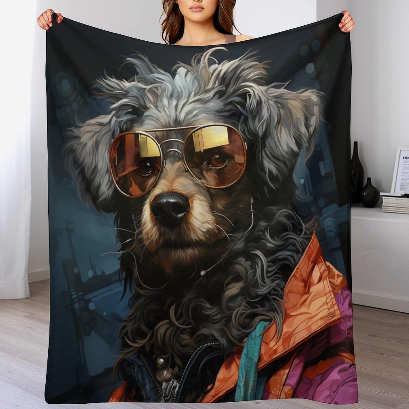 Couverture flanelle pour chien plaid chaud anti-poils pour grand canapé