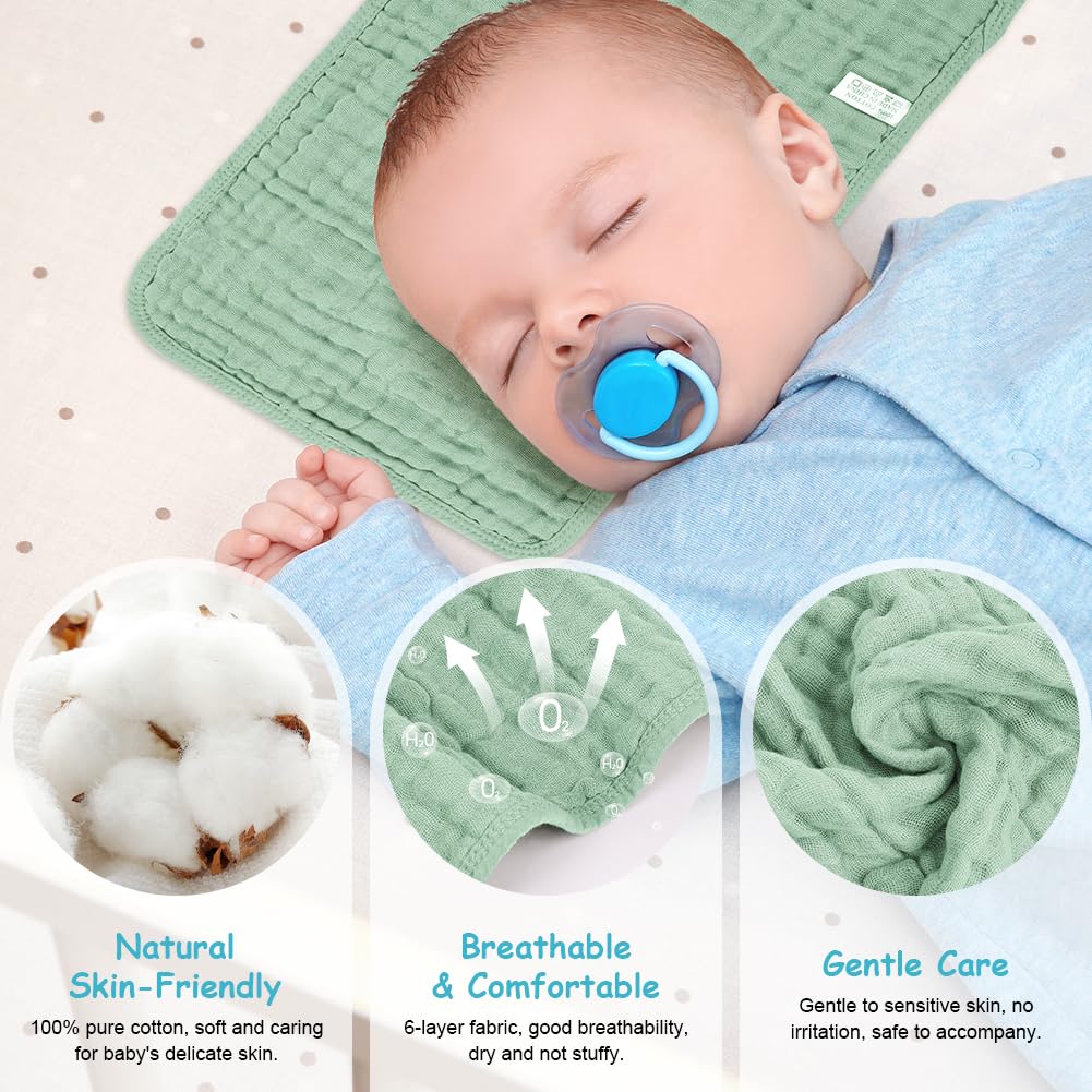 AYESY Muslin Squares Cloth for Baby 6pack 25cm x 50cm Muslin Burp Cloths 100% Cotton 6 Layers Extra Soft and Absorbent Baby Burp Cloth Set for Newborn Boys Girls - Image 4