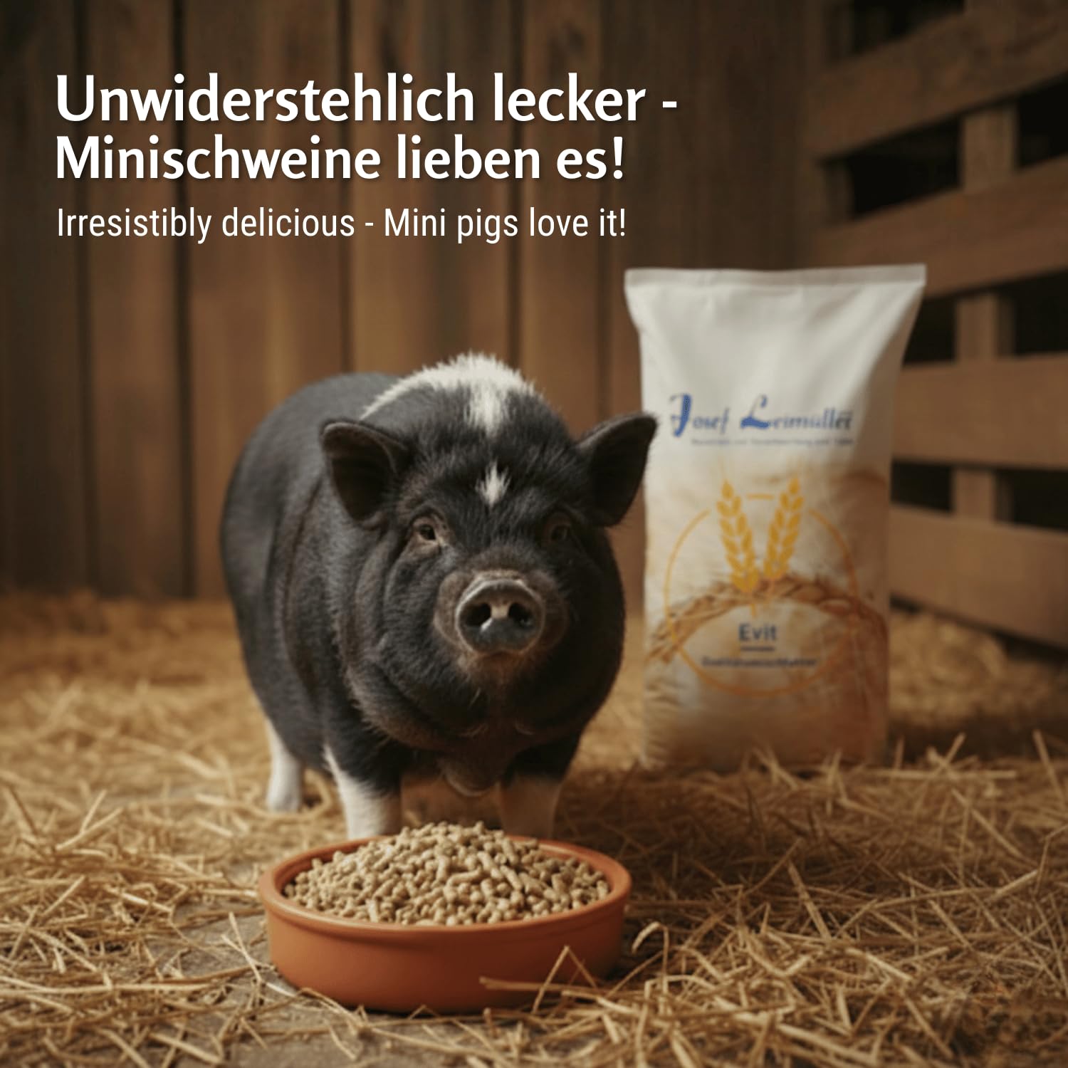 Leimüller Karma dla świnek w granulkach 25 kg – pszeniczna miniświnka 25 kg – optymalna dla małych świń i świń miniaturowych – 100% wolna od inżynierii genetycznej