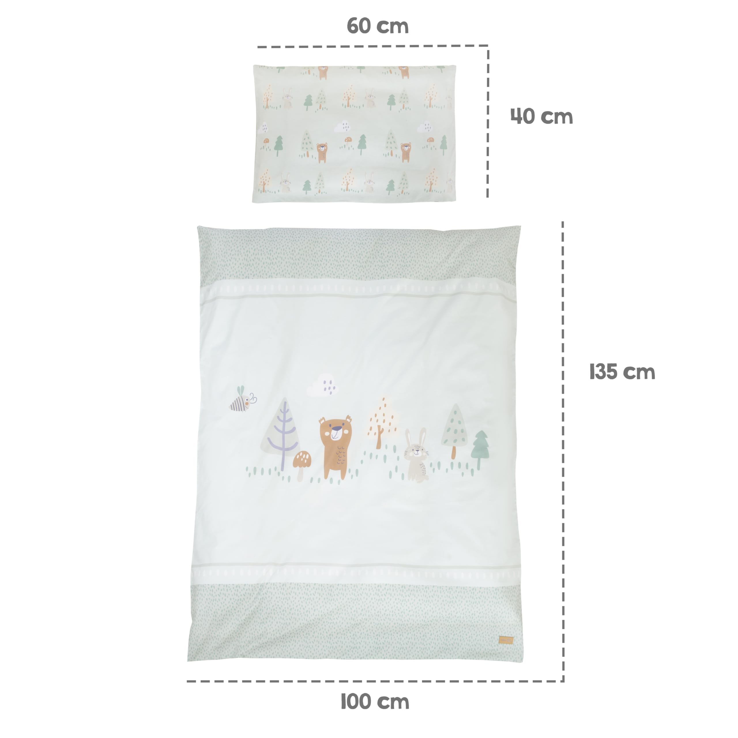 roba Ensemble Complet de Lit Bébé Woodland Buddies - Lit Évolutif 70 x 140 en Bois + Matelas, Linge de Lit, Baldaquin et Support de Baldaquin - À Partir de 6 Mois - Blanc