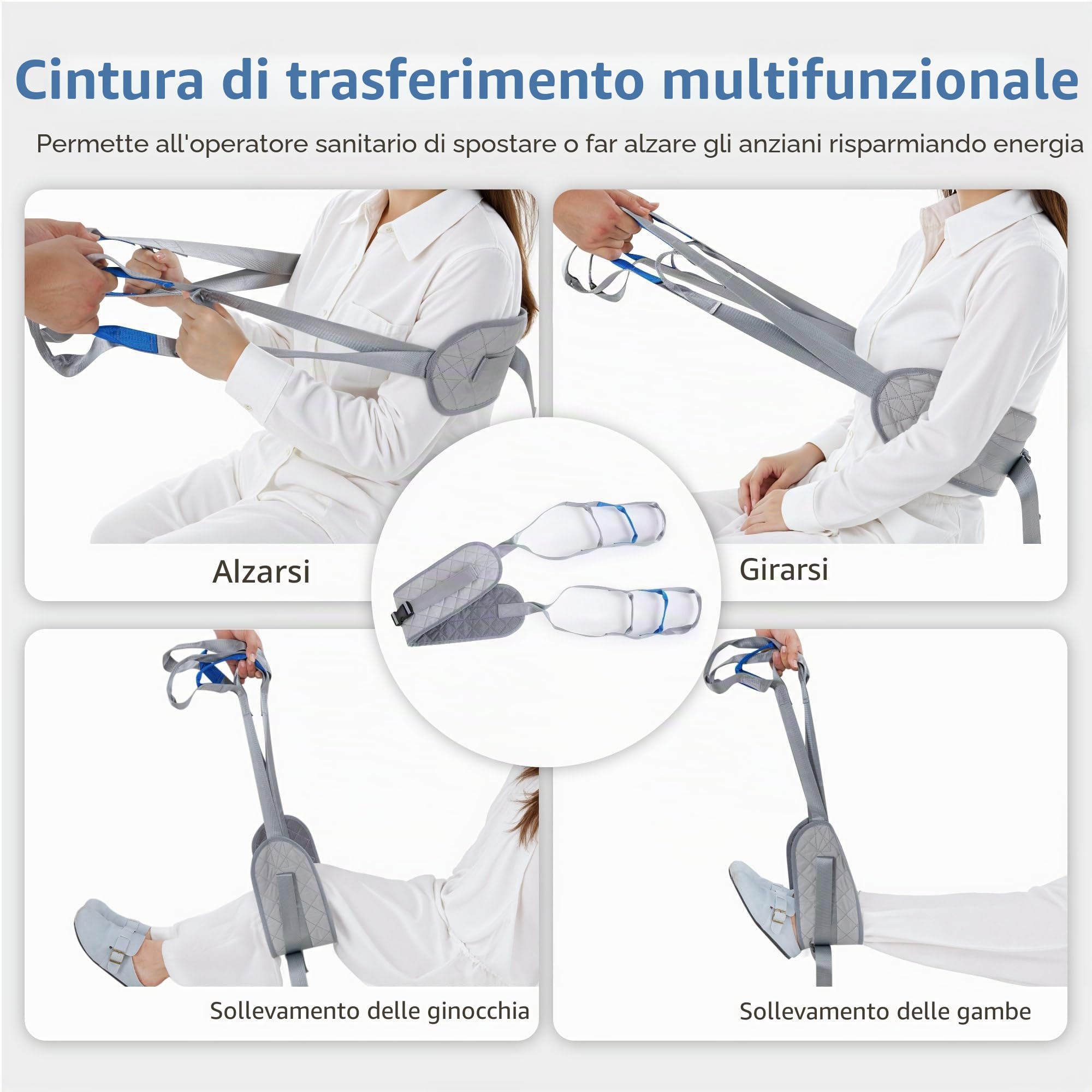 M MCombo sollevatore con cintura di trasferimento, aiuto per alzarsi dal letto per anziani, assistenza trasferimento 180KG, STA447BK