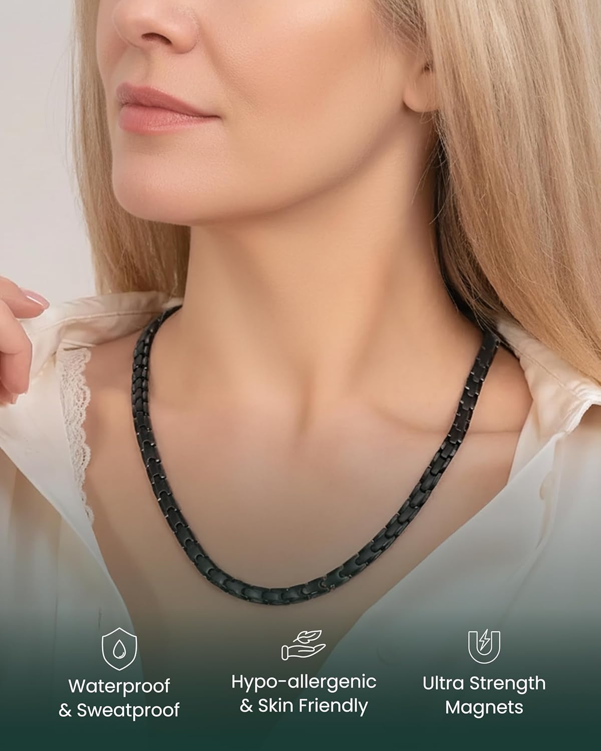MagnetRX Titanium Magnetic Necklace – Ultra Strength Magnetic Necklaces for Men & Women – Effective Titanium Necklace with 62 Magnets (Black, 21.5 Inches) - Image 4
