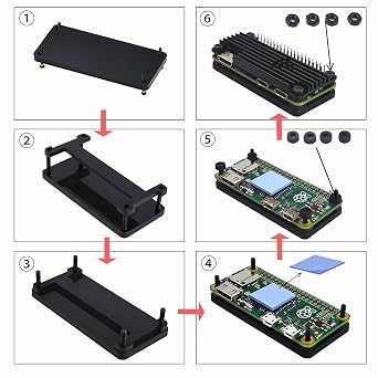 Raspberry Pi Zero 2W / Zero W アルミニウムケース パッシブ冷却ヒートシンク 2x20ピン GPIOヘッダー付き
