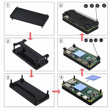 Raspberry Pi Zero 2W / Zero W アルミニウムケース パッシブ冷却ヒートシンク 2x20ピン GPIOヘッダー付き