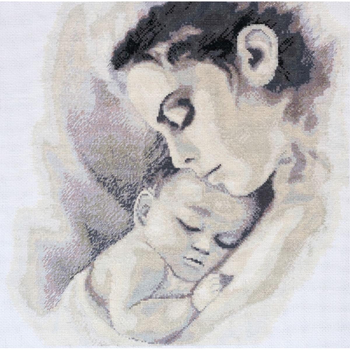 Abris Art counted cross stitch kit ""The warmth of motherhood"", 30x30cm, DIY