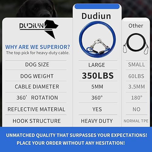 Miniatura 4 de Cable de amarre para perros de hasta 250 libras, deja que tu cachorro explore el aire libre, patio y campamento, sin enredos, a prueba de óxido,