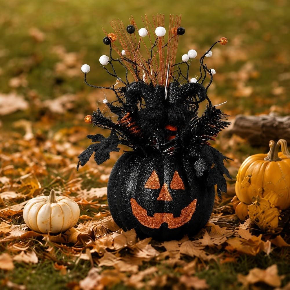Calabaza Negra Halloween 38cm Plástico Realista Calabaza Negra