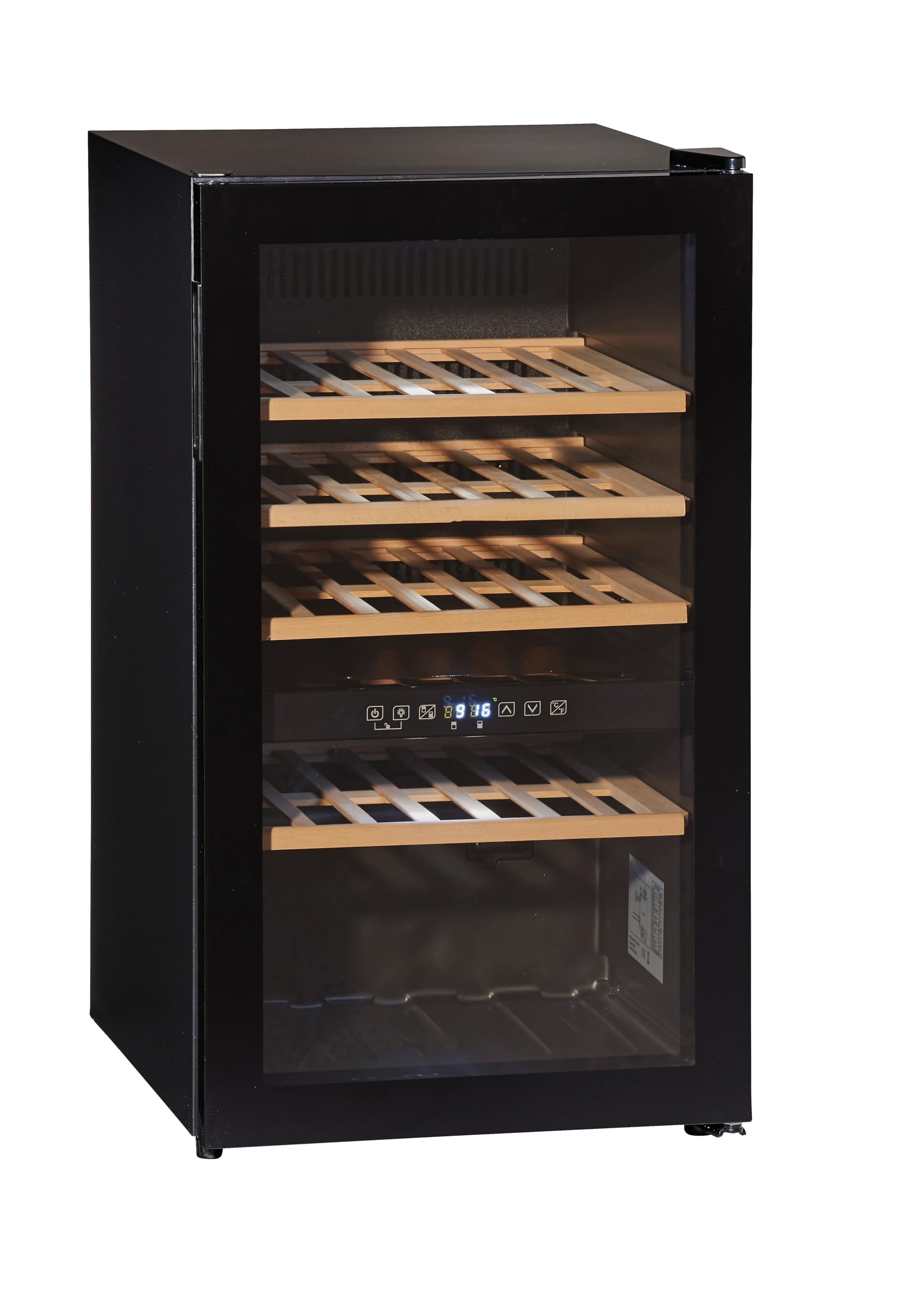 Wolkenstein WTS49DW | Stand Weinkühlschrank | Vinothek | 2 Temperaturzonen | Platz für 49 Flaschen | Touch Control Display | Schwarz | 86 x 48 cm