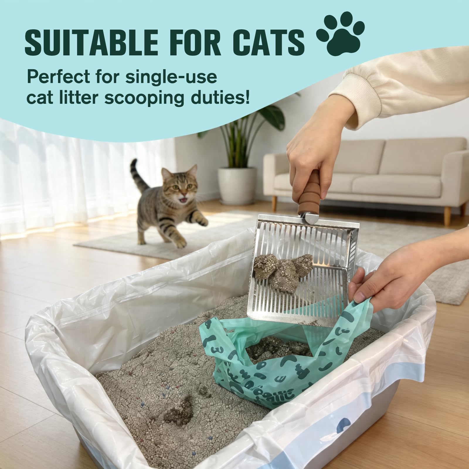 Bolsas para excrementos de gato, bolsas de arena para gatos con asa, almidón de maíz azul a prueba de fugas, ecológicas, bolsa de recogida de excrementos (180 unidades/caja, sin perfume)