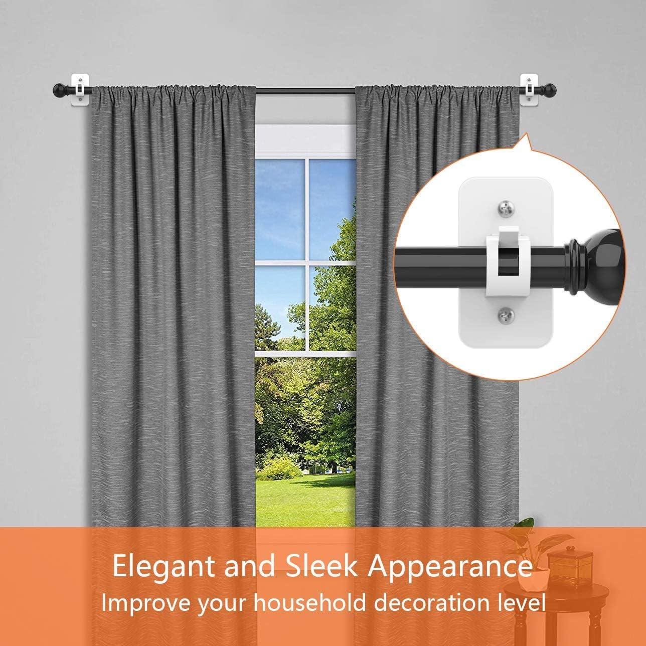 FEATCH Curtain Rod Bracket Holder, Universal Plastic Self-Adhesive Wall Mount Holder for Curtain Rod(Curtain Rod Not Included) (4 Pack)