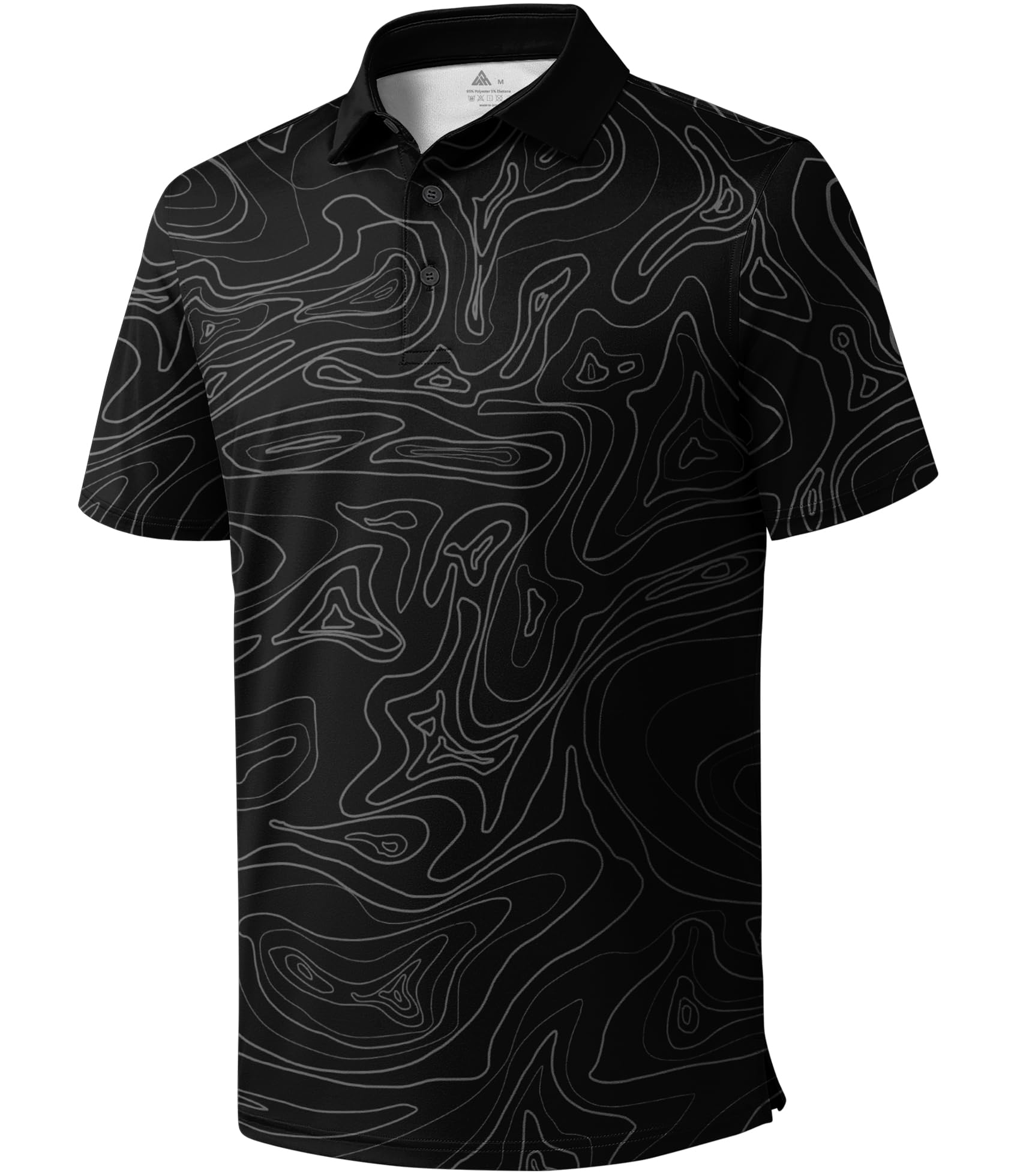 ZITY Men's Golf Polo Shirt Short Sleeve Performance Moisture Wicking Collared Print Shirt for Golf and Casual Wear