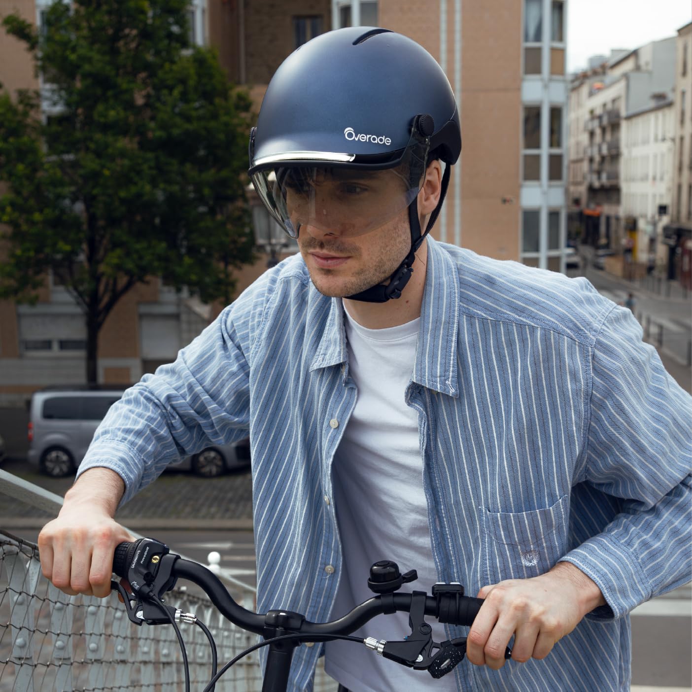 OVERADE - Visière | Écran Teintée pour Casque Life | Protection Contre la Pluie, Le Soleil et Le Vent | Compatible Lunettes de Vue | Fixation Rapide et Rotative | Innovation Française