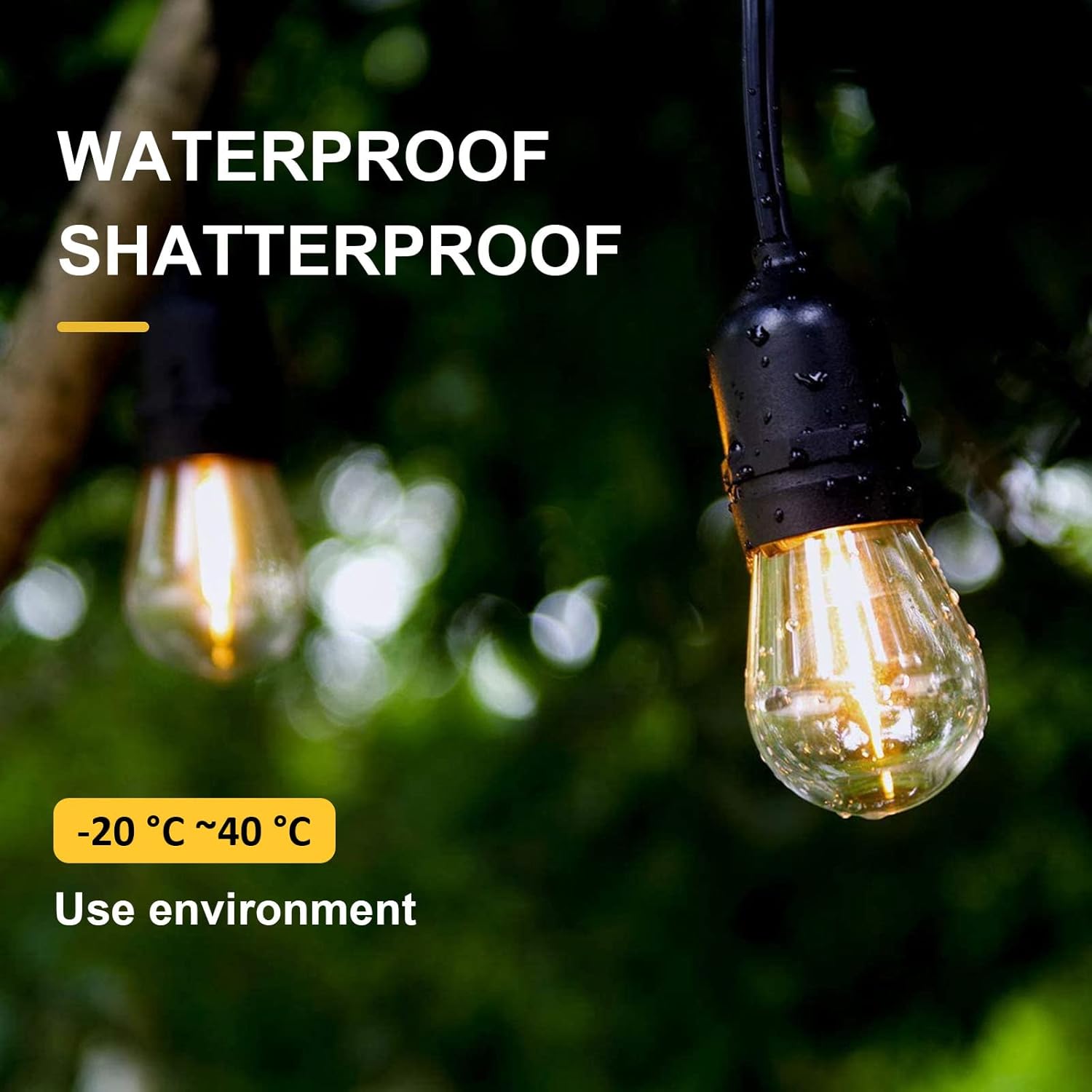 Visther DC 3V Low Voltage Solar String Light Bulbs Replacement, Waterproof S14 E26 LED Bulbs, 1W 100LM 2700K, 15-Pack, Warm White